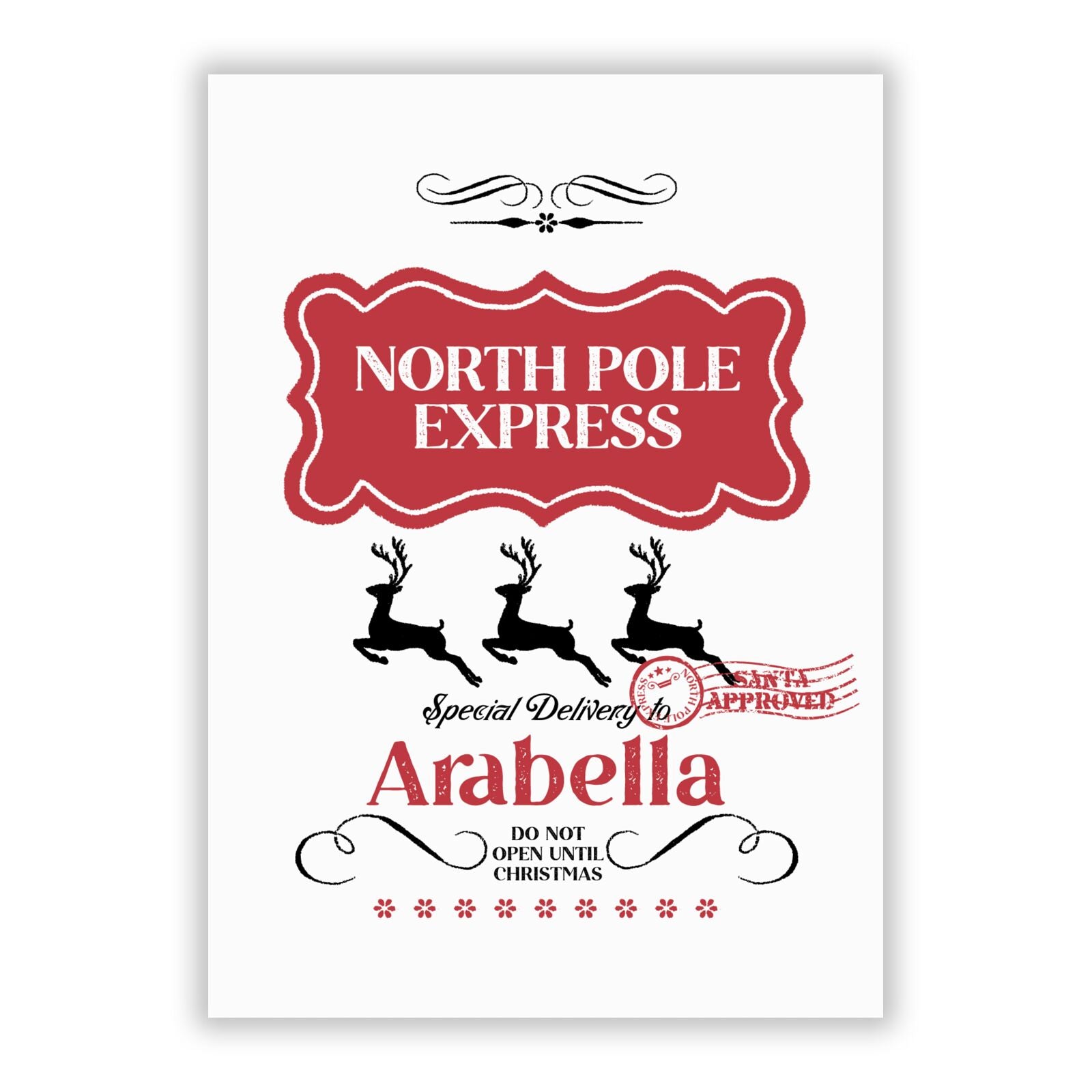 North Pole Express Personalised A5 Flat Greetings Card