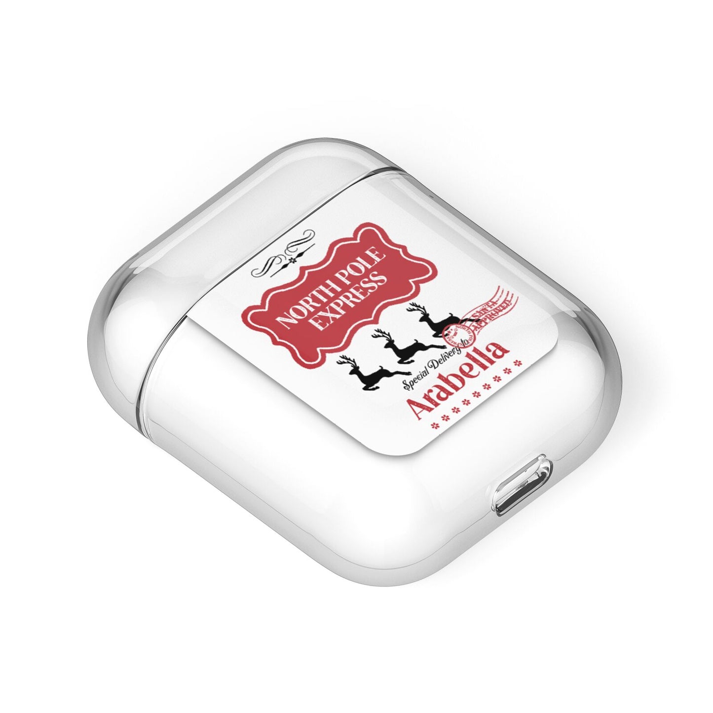 North Pole Express Personalised AirPods Case Laid Flat