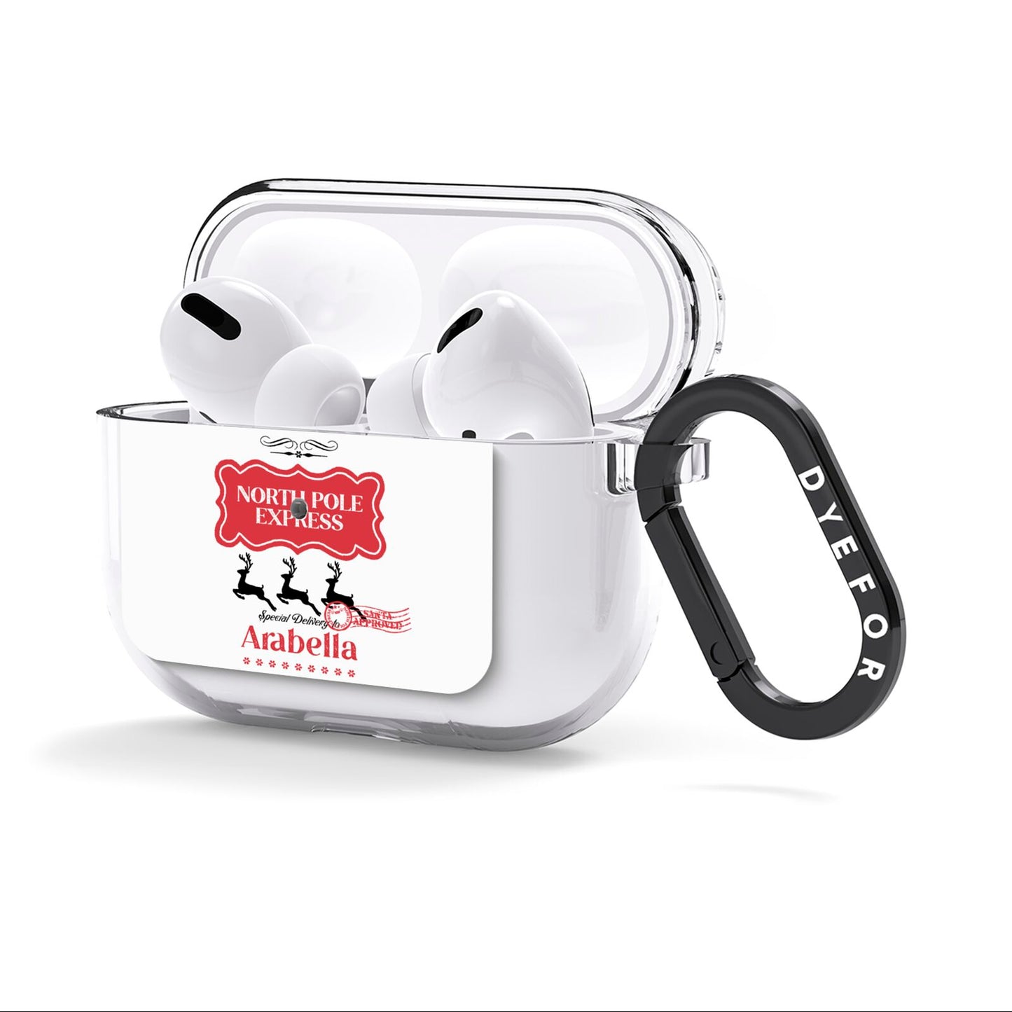 North Pole Express Personalised AirPods Clear Case 3rd Gen Side Image