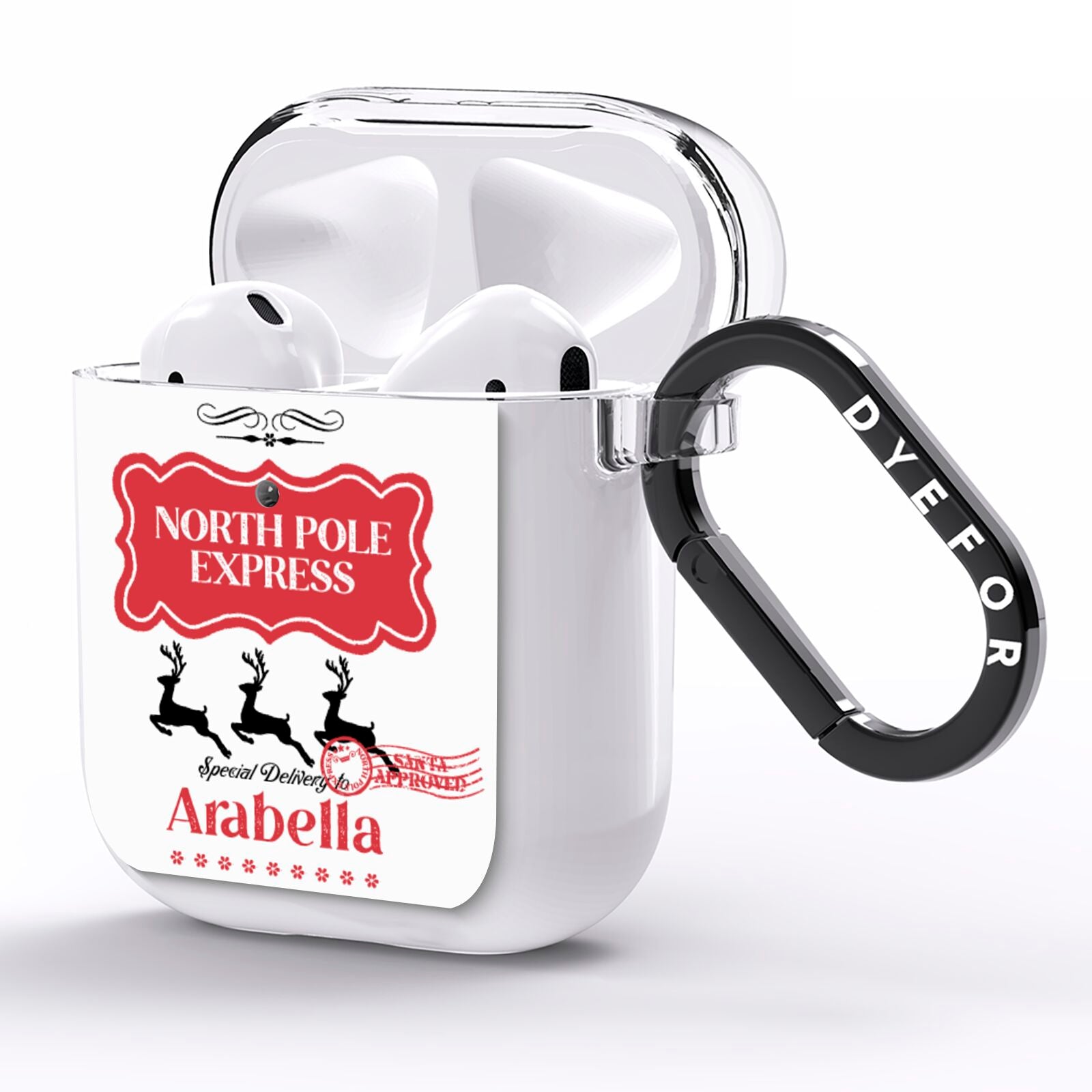 North Pole Express Personalised AirPods Clear Case Side Image