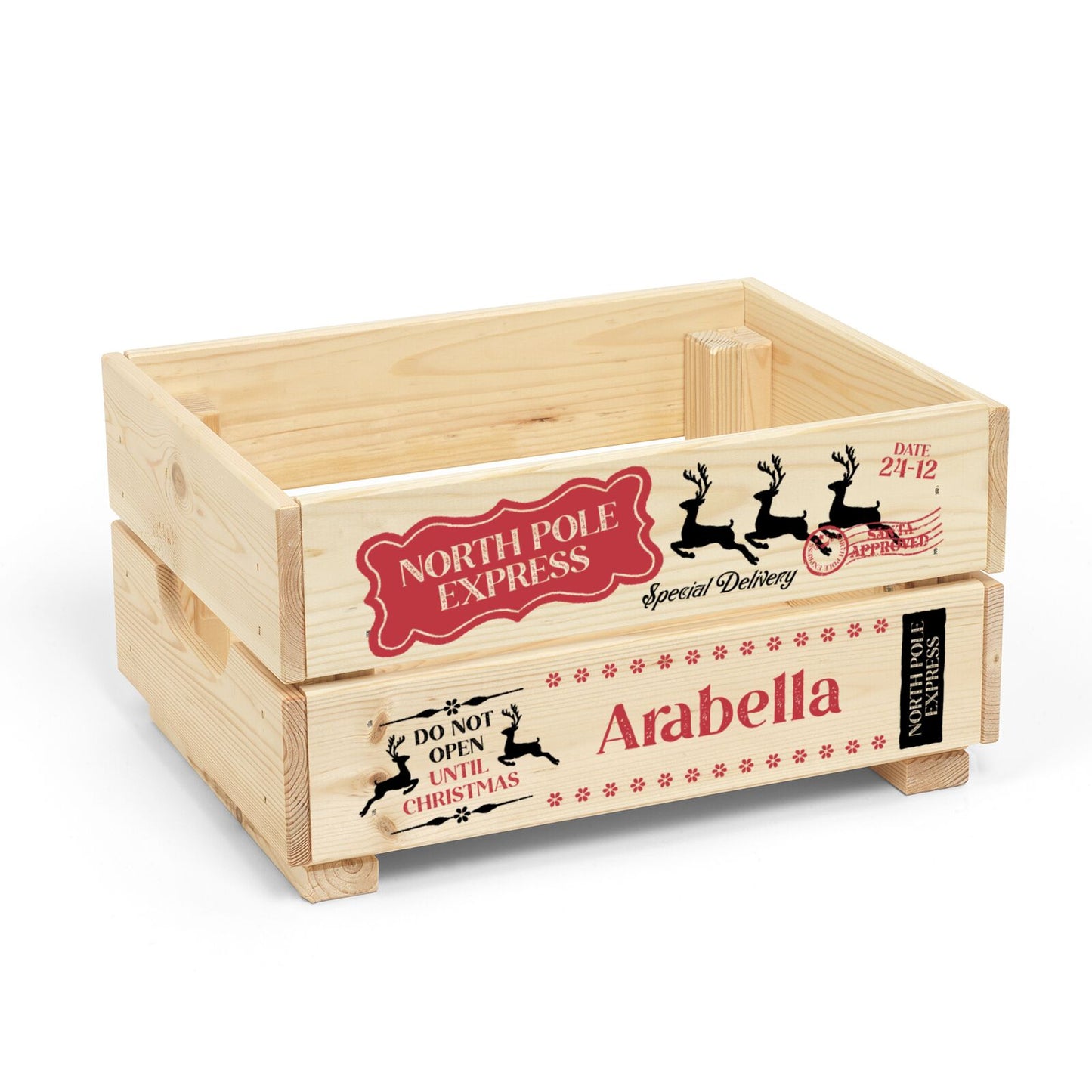North Pole Express Personalised Christmas Eve Crate Box Side Angle