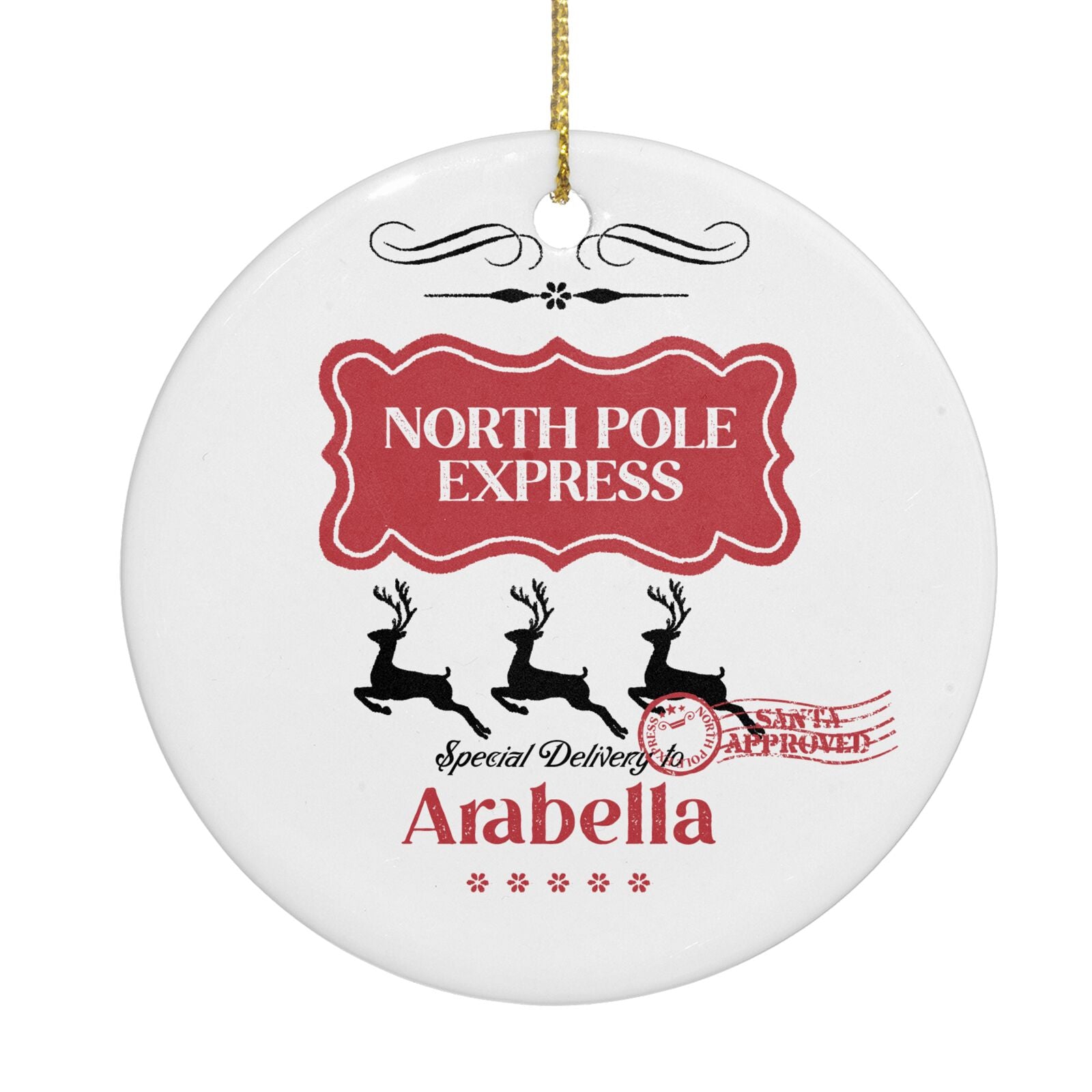 North Pole Express Personalised Circle Decoration Back Image