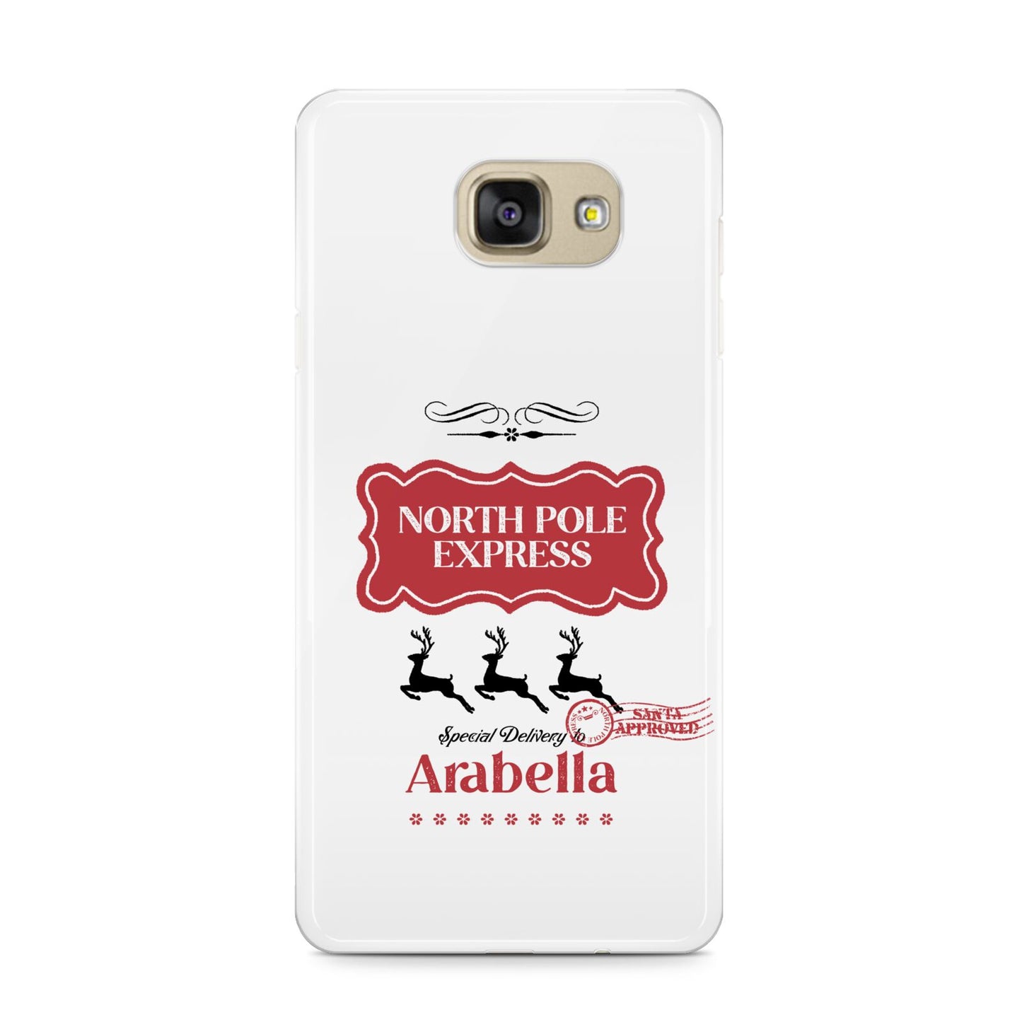 North Pole Express Personalised Samsung Galaxy A9 2016 Case on gold phone