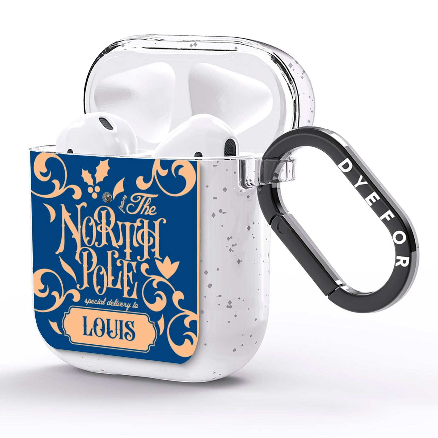 North Pole Personalised AirPods Glitter Case Side Image