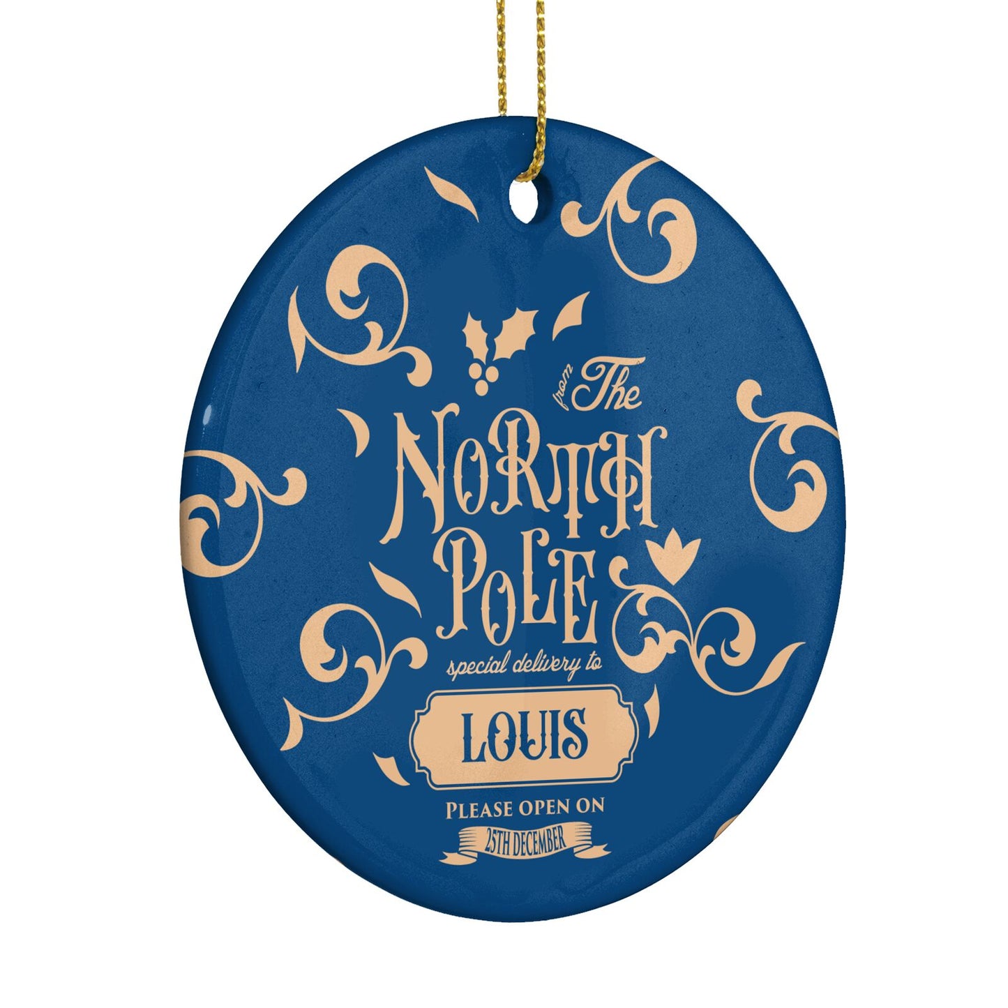 North Pole Personalised Circle Decoration Side Angle