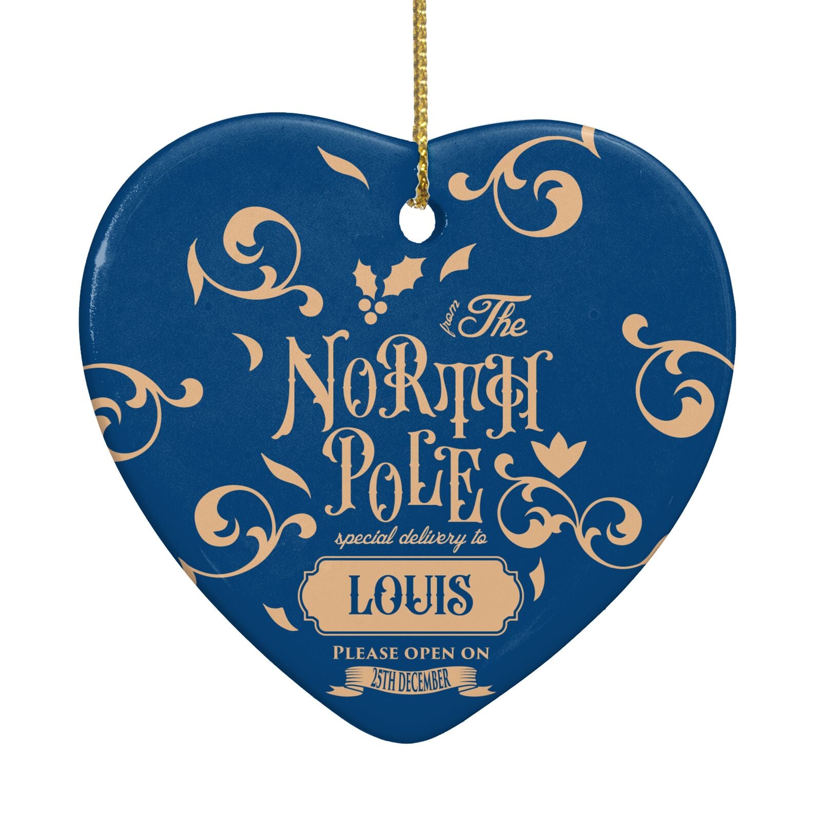 North Pole Personalised Heart Decoration