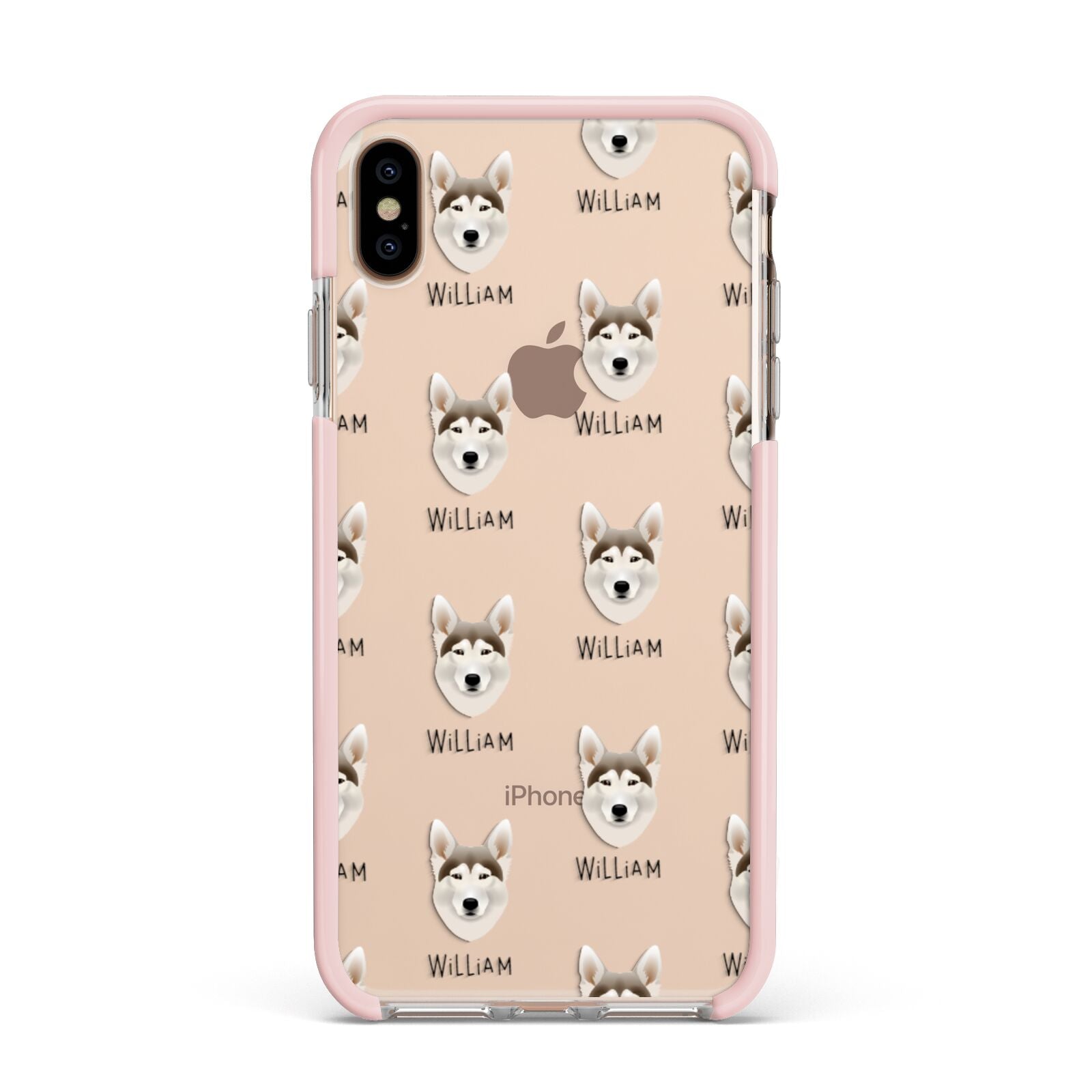 Northern Inuit Icon with Name Apple iPhone Xs Max Impact Case Pink Edge on Gold Phone