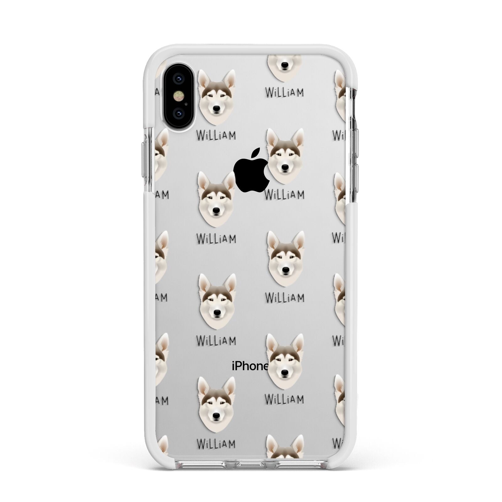 Northern Inuit Icon with Name Apple iPhone Xs Max Impact Case White Edge on Silver Phone