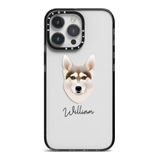 Northern Inuit Personalised iPhone 14 Pro Max Black Impact Case on Silver phone