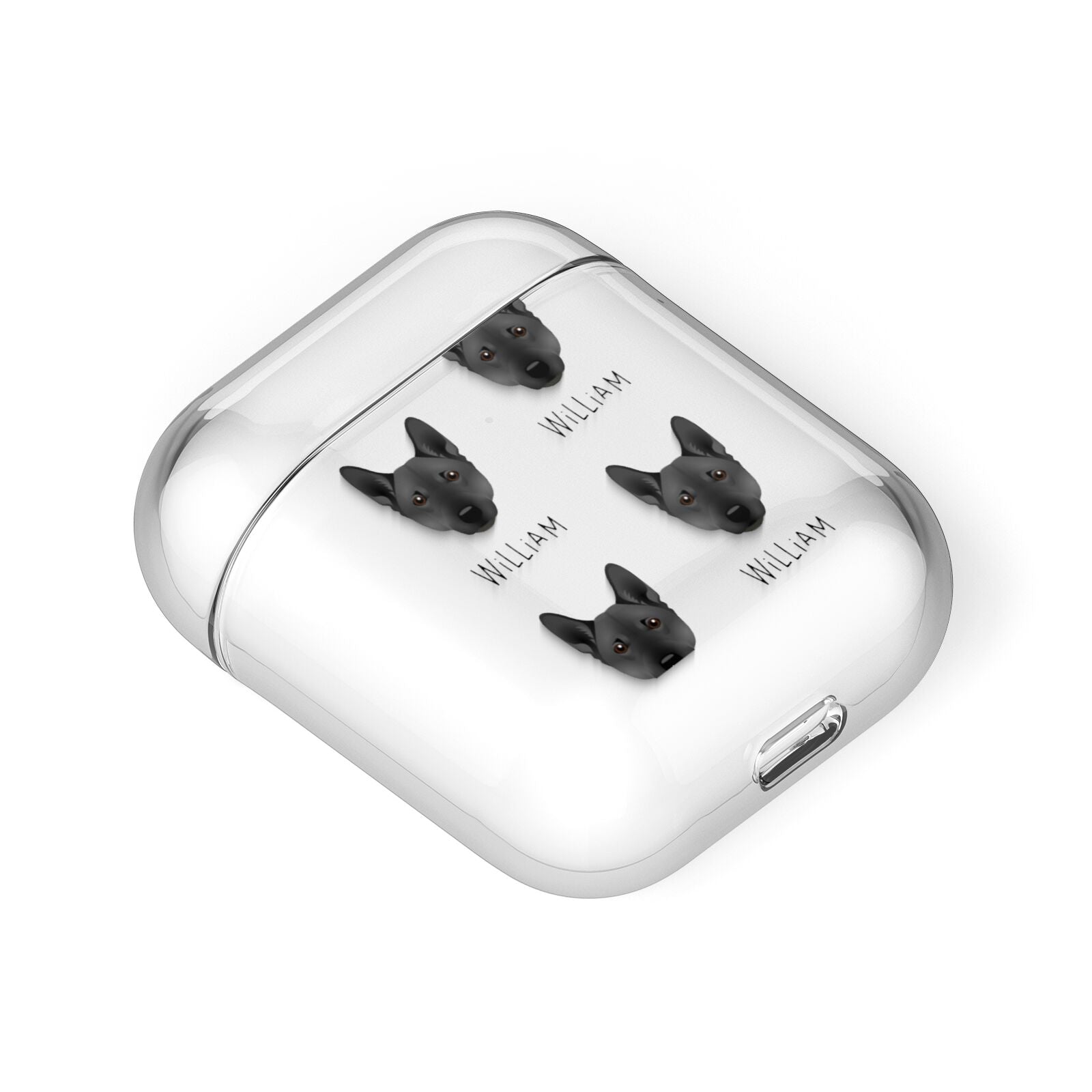 Norwegian Buhund Icon with Name AirPods Case Laid Flat