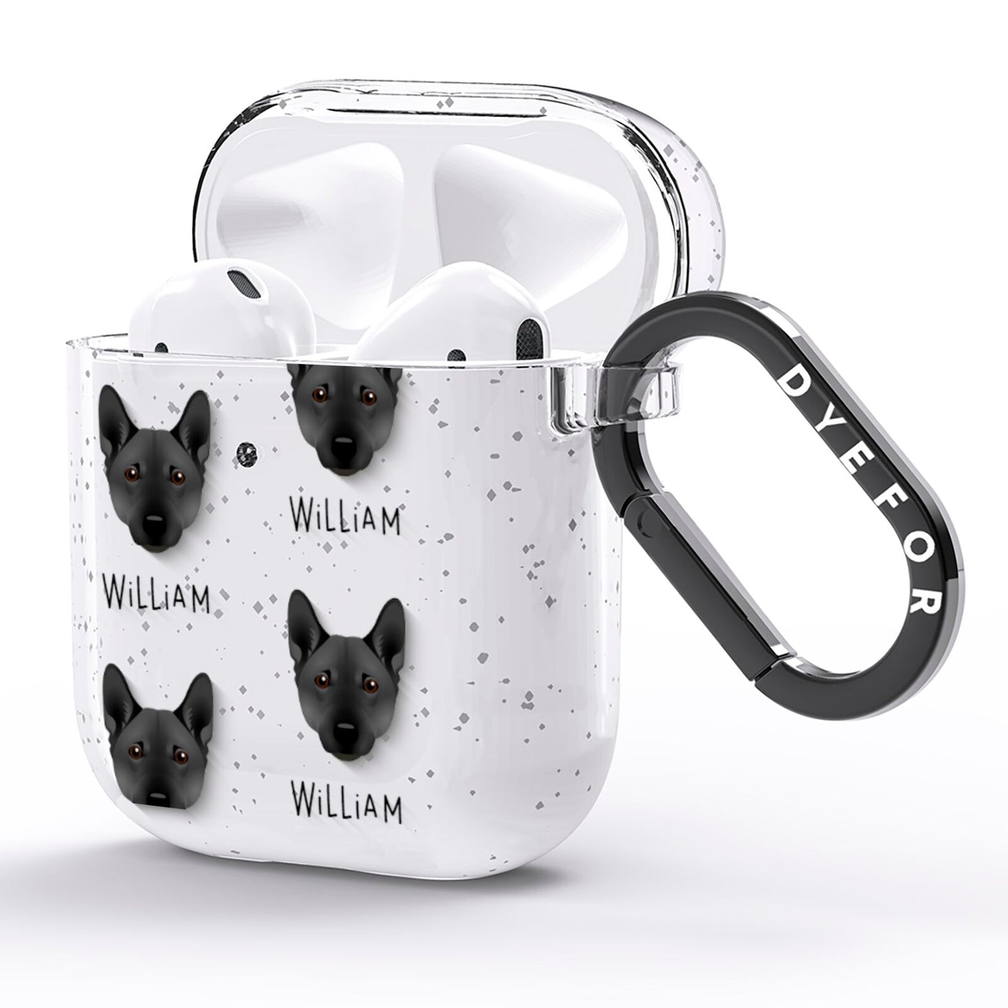 Norwegian Buhund Icon with Name AirPods Glitter Case Side Image