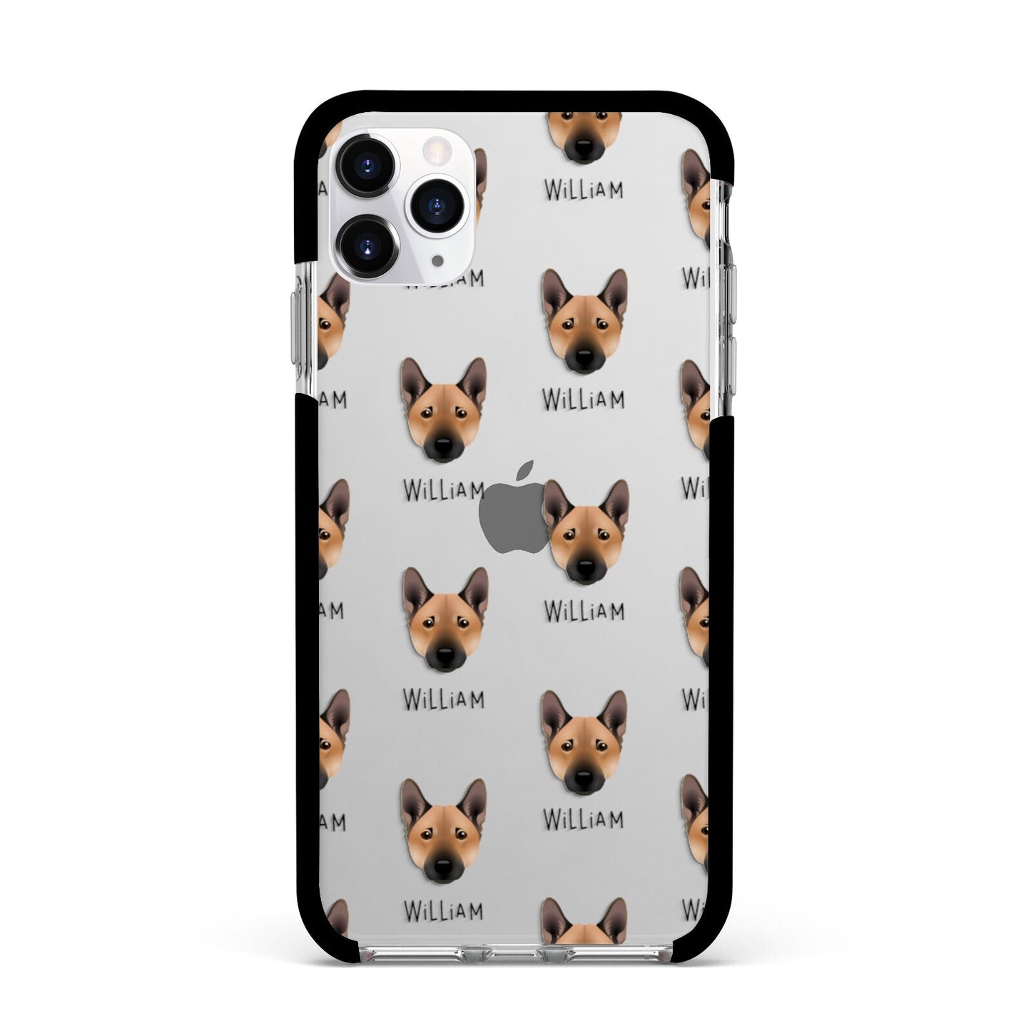 Norwegian Buhund Icon with Name Apple iPhone 11 Pro Max in Silver with Black Impact Case