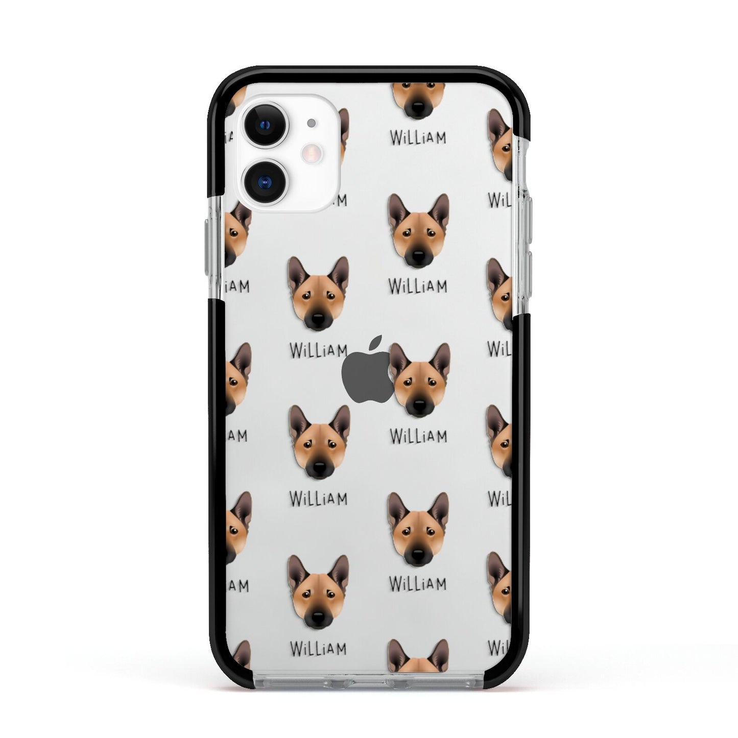 Norwegian Buhund Icon with Name Apple iPhone 11 in White with Black Impact Case