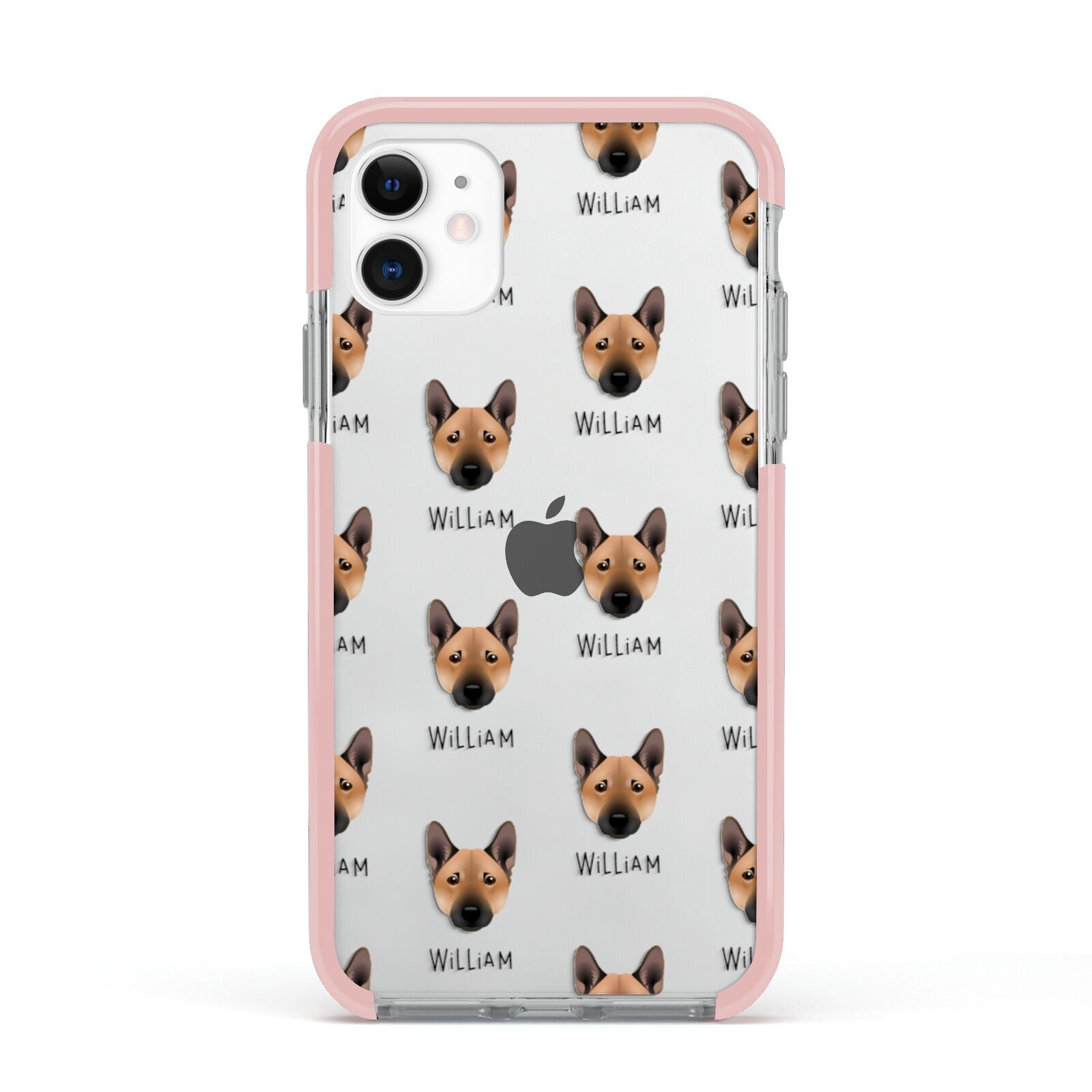 Norwegian Buhund Icon with Name Apple iPhone 11 in White with Pink Impact Case