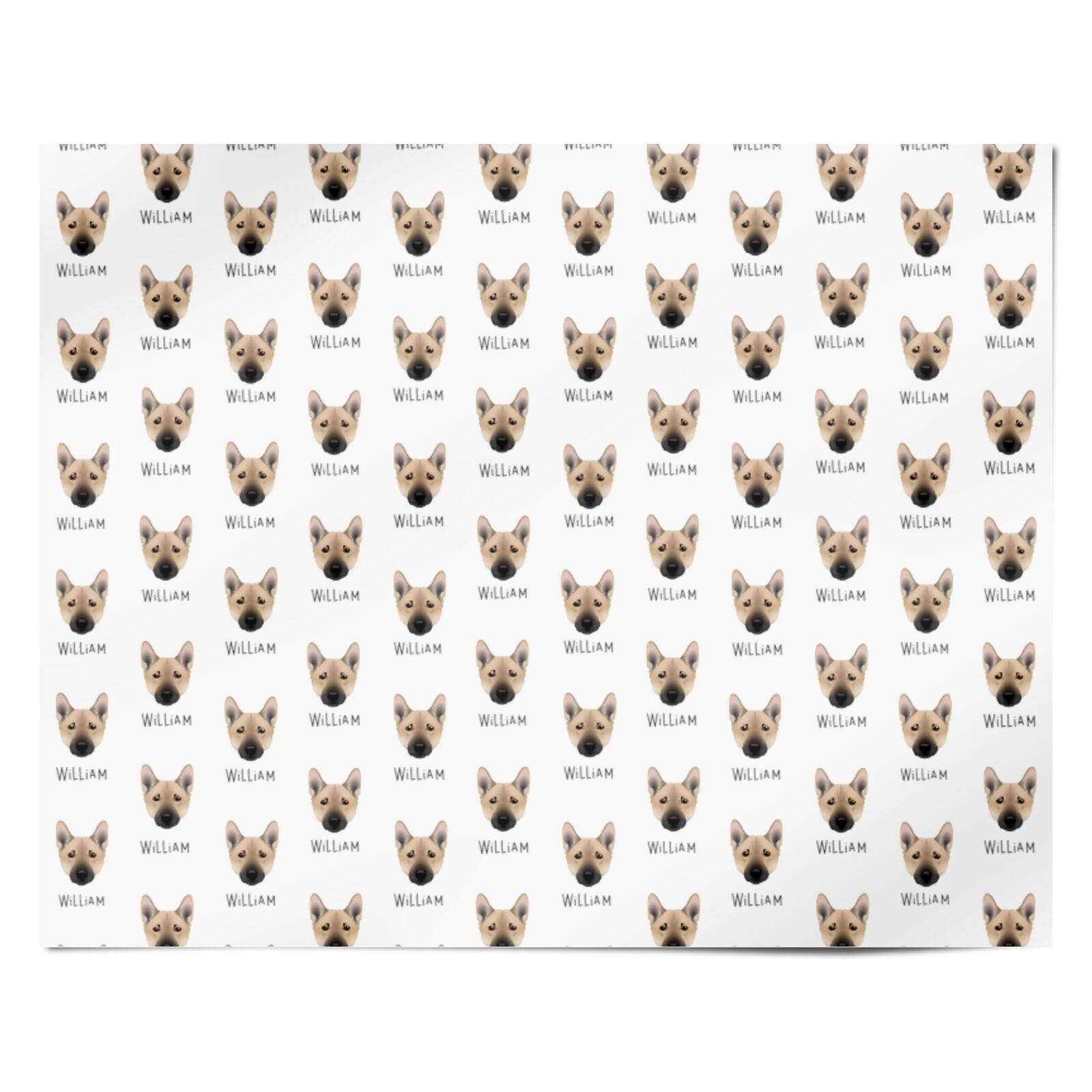 Norwegian Buhund Icon with Name Personalised Wrapping Paper Alternative