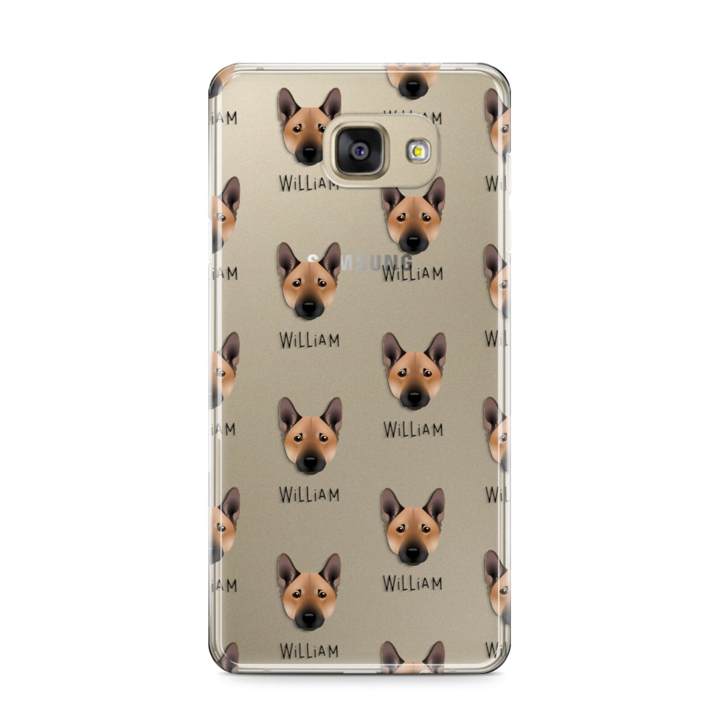 Norwegian Buhund Icon with Name Samsung Galaxy A9 2016 Case on gold phone