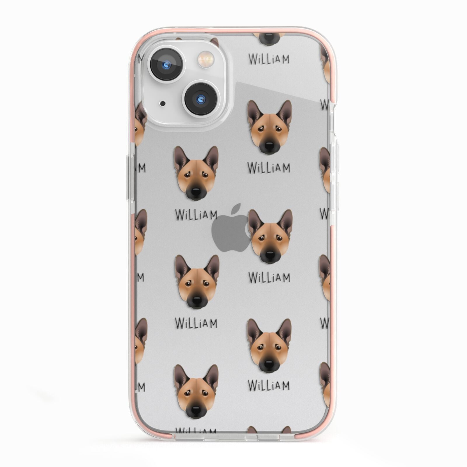 Norwegian Buhund Icon with Name iPhone 13 TPU Impact Case with Pink Edges