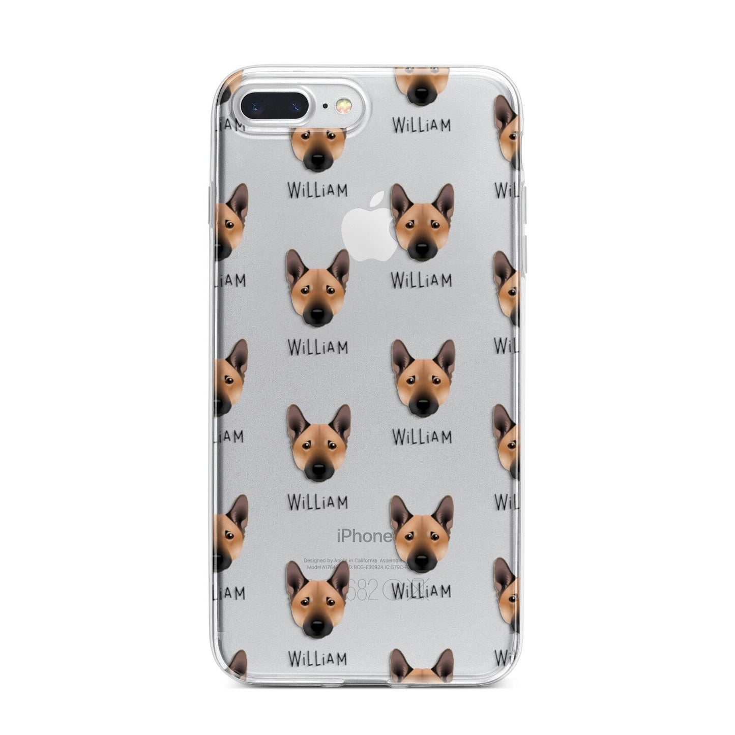 Norwegian Buhund Icon with Name iPhone 7 Plus Bumper Case on Silver iPhone