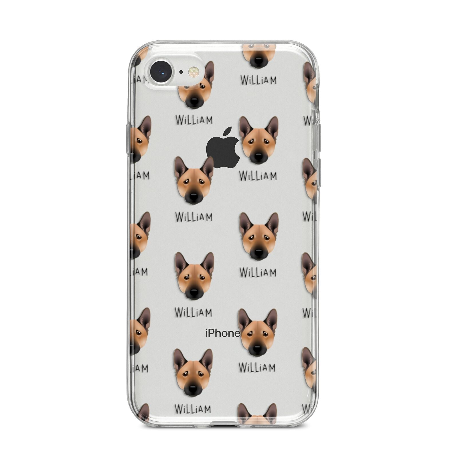 Norwegian Buhund Icon with Name iPhone 8 Bumper Case on Silver iPhone