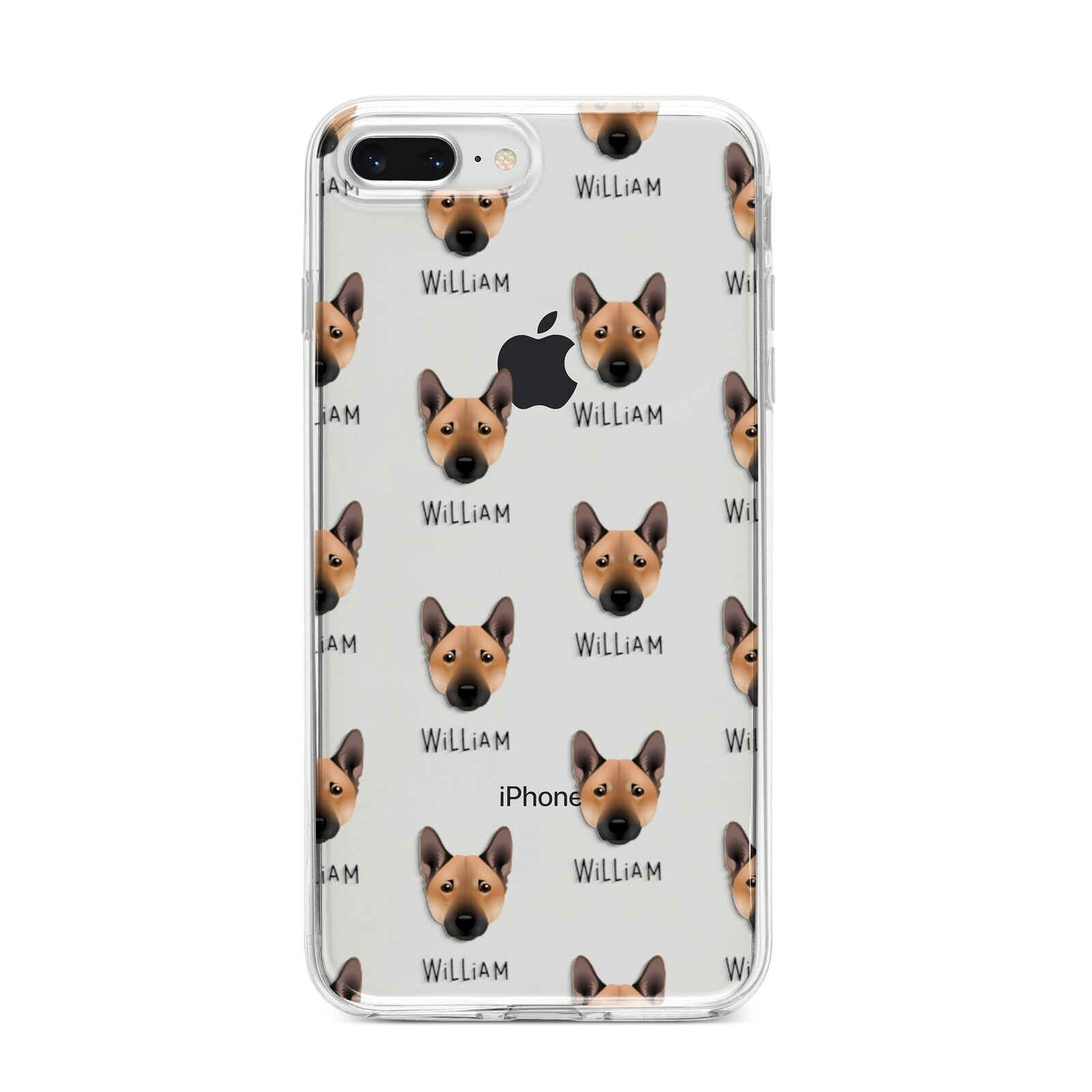 Norwegian Buhund Icon with Name iPhone 8 Plus Bumper Case on Silver iPhone