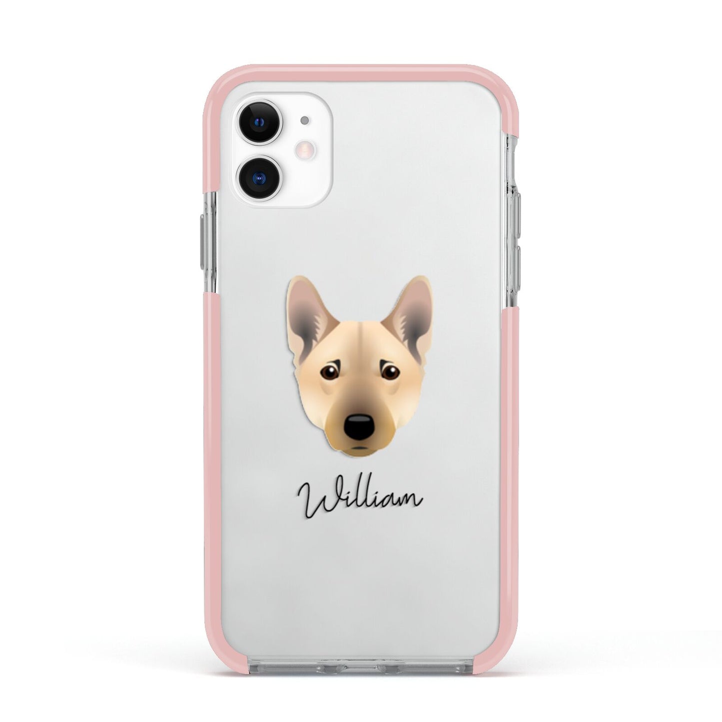 Norwegian Buhund Personalised Apple iPhone 11 in White with Pink Impact Case
