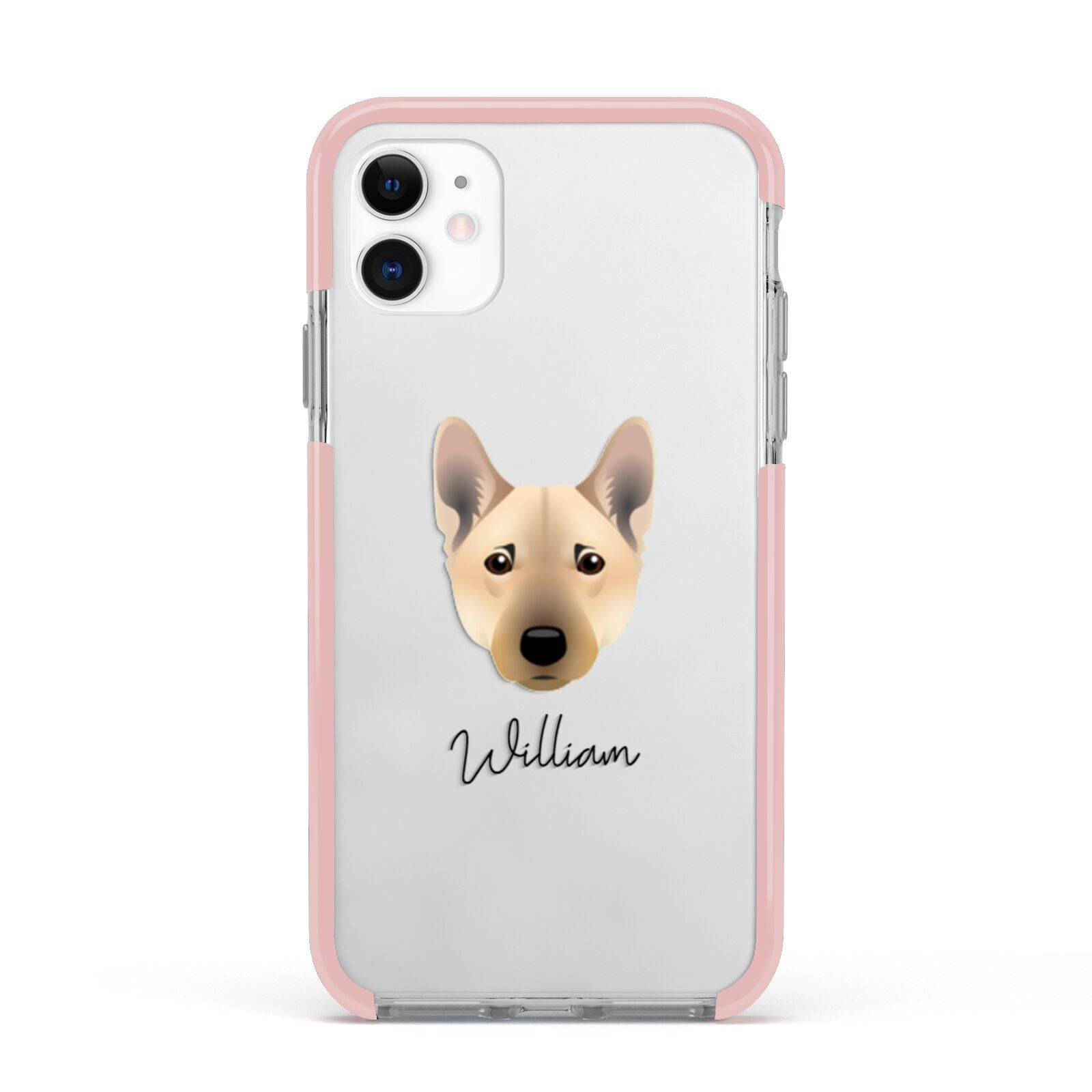 Norwegian Buhund Personalised Apple iPhone 11 in White with Pink Impact Case