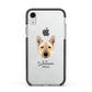 Norwegian Buhund Personalised Apple iPhone XR Impact Case Black Edge on Silver Phone