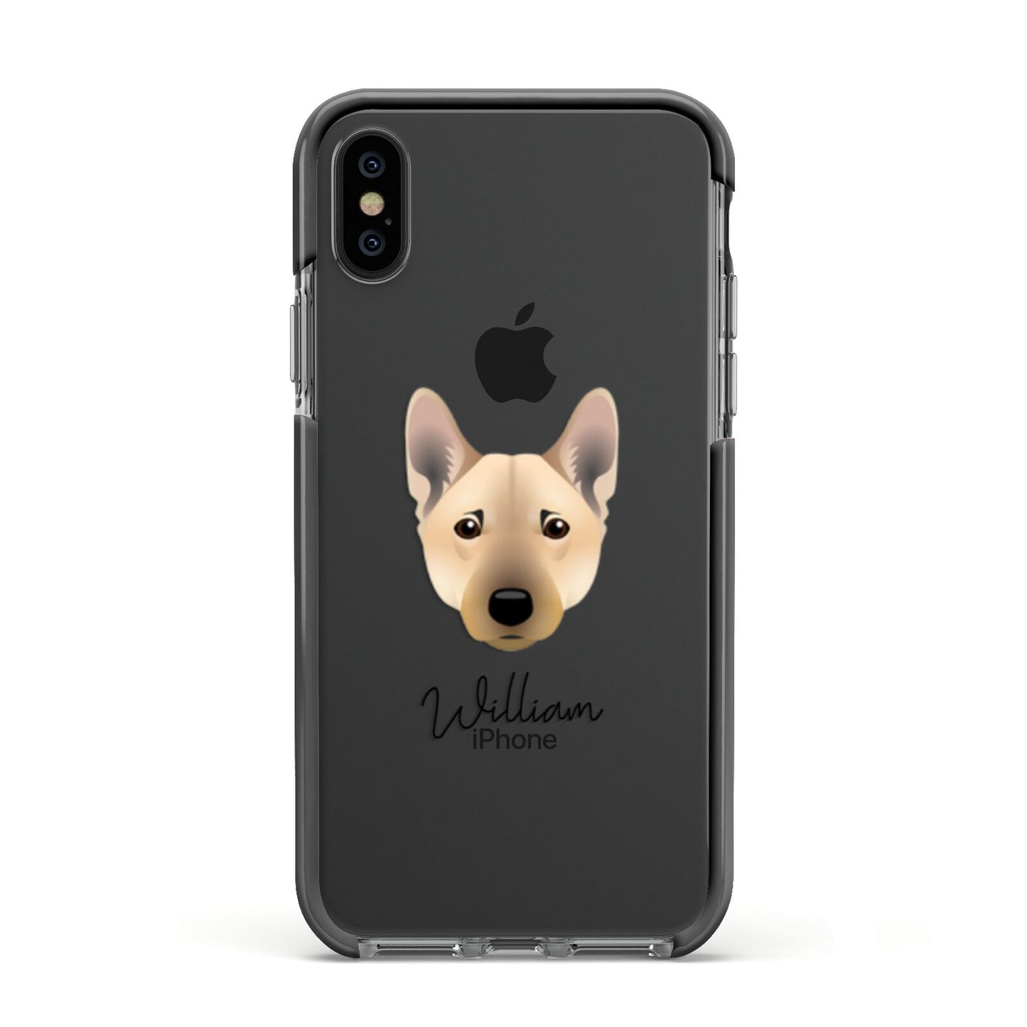 Norwegian Buhund Personalised Apple iPhone Xs Impact Case Black Edge on Black Phone