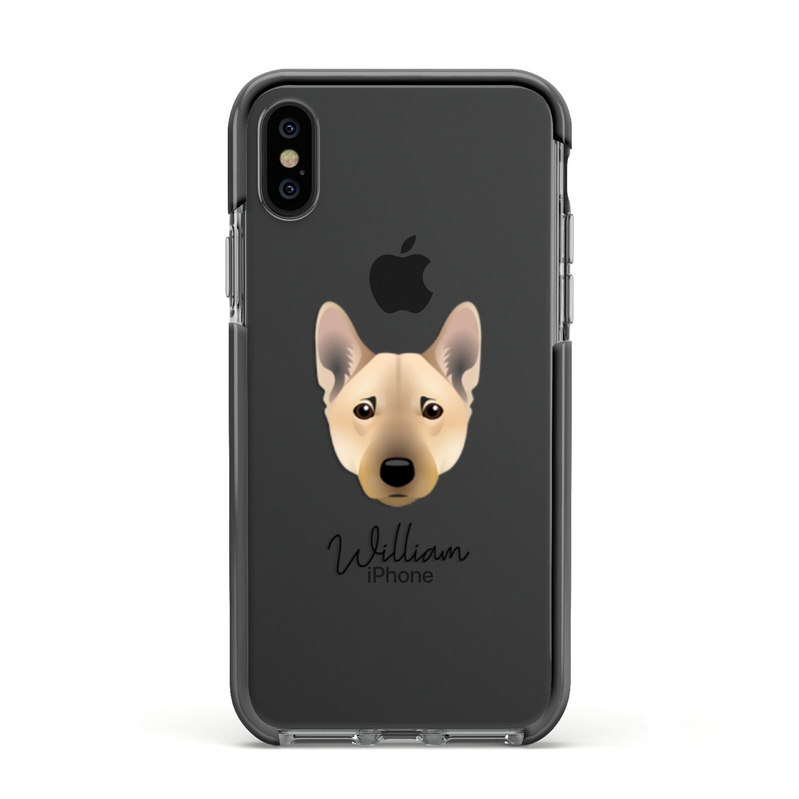 Norwegian Buhund Personalised Apple iPhone Xs Impact Case Black Edge on Black Phone