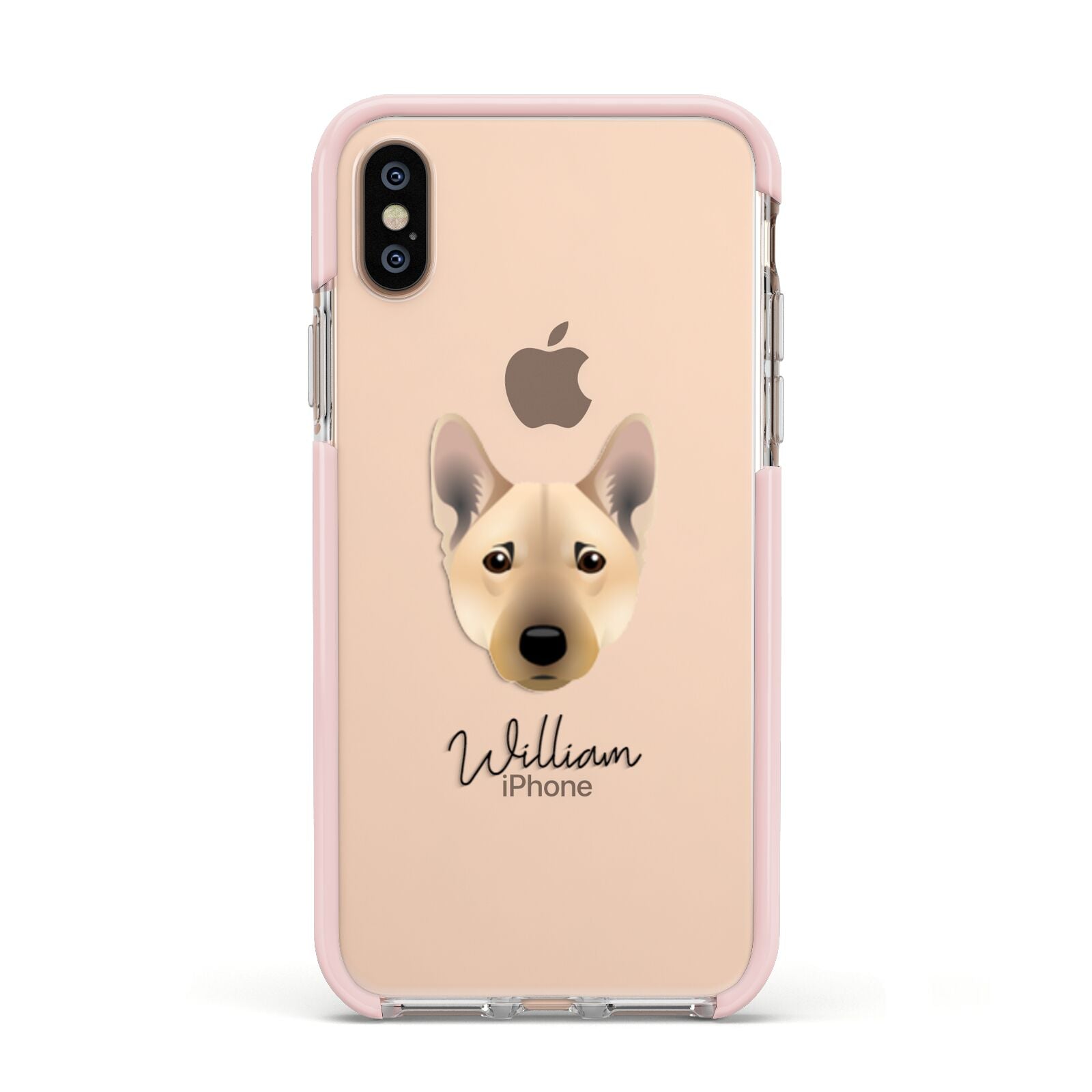 Norwegian Buhund Personalised Apple iPhone Xs Impact Case Pink Edge on Gold Phone