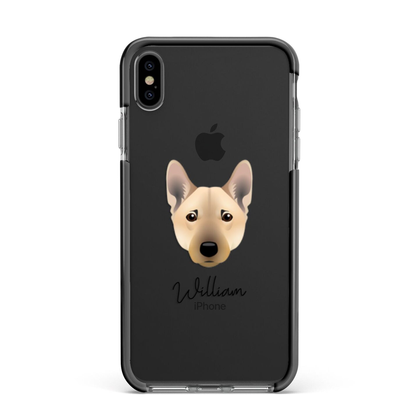 Norwegian Buhund Personalised Apple iPhone Xs Max Impact Case Black Edge on Black Phone