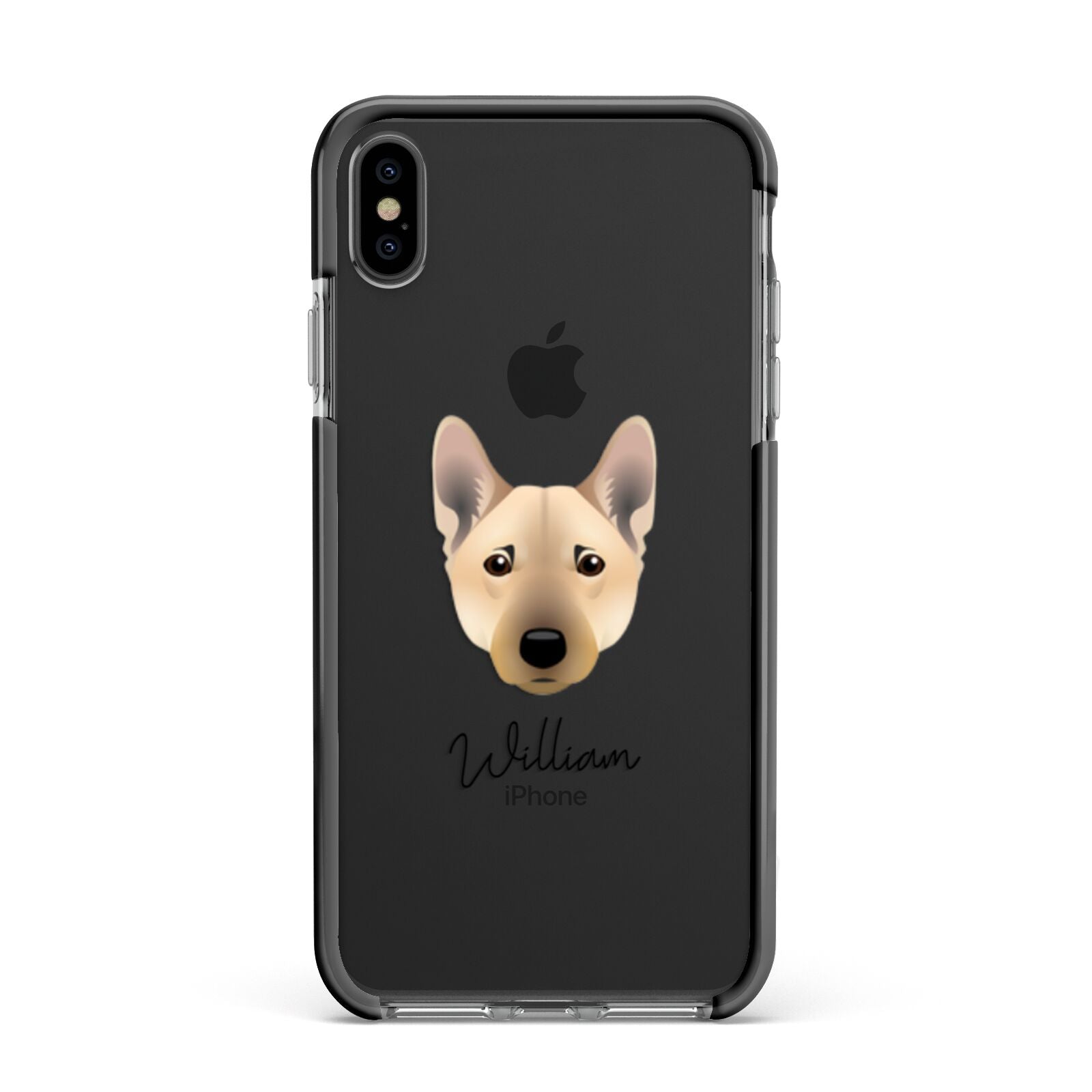 Norwegian Buhund Personalised Apple iPhone Xs Max Impact Case Black Edge on Black Phone