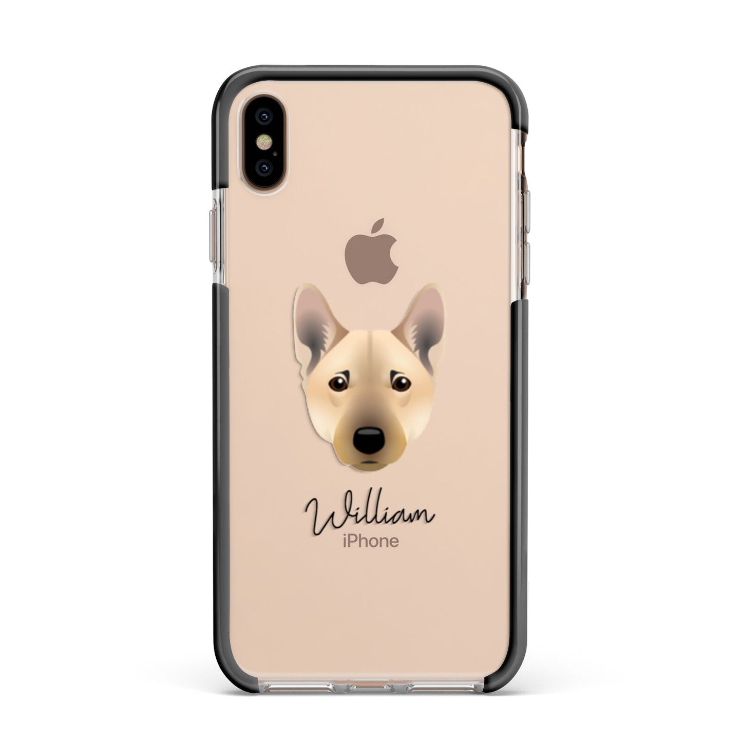 Norwegian Buhund Personalised Apple iPhone Xs Max Impact Case Black Edge on Gold Phone