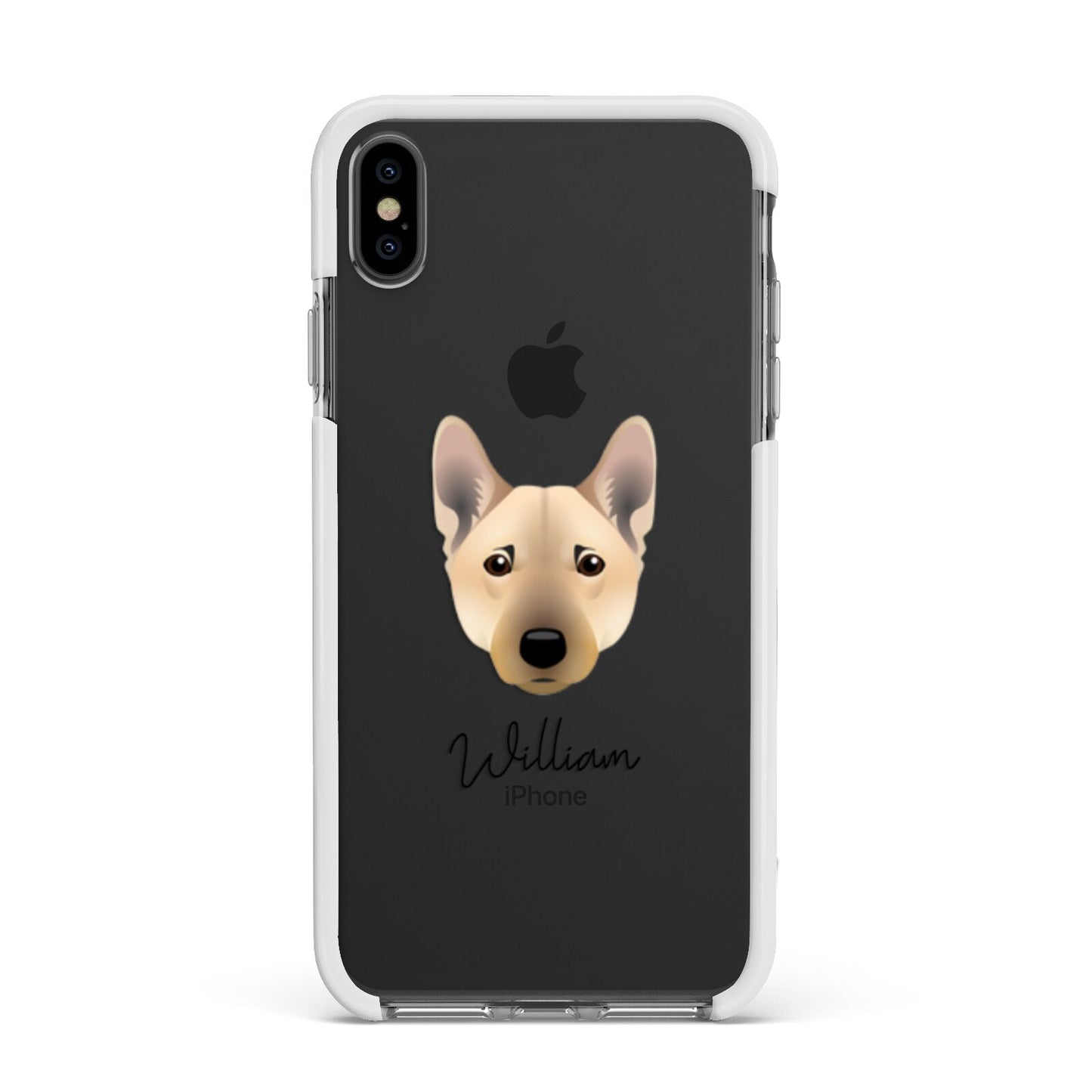 Norwegian Buhund Personalised Apple iPhone Xs Max Impact Case White Edge on Black Phone