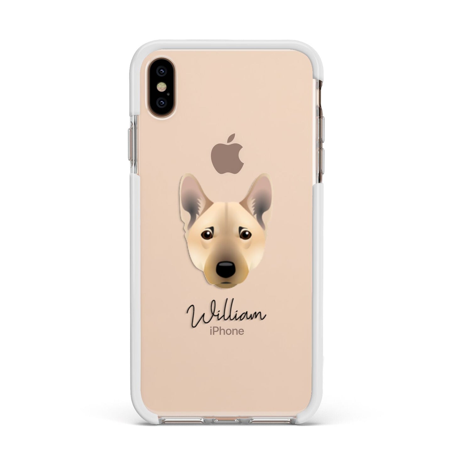 Norwegian Buhund Personalised Apple iPhone Xs Max Impact Case White Edge on Gold Phone