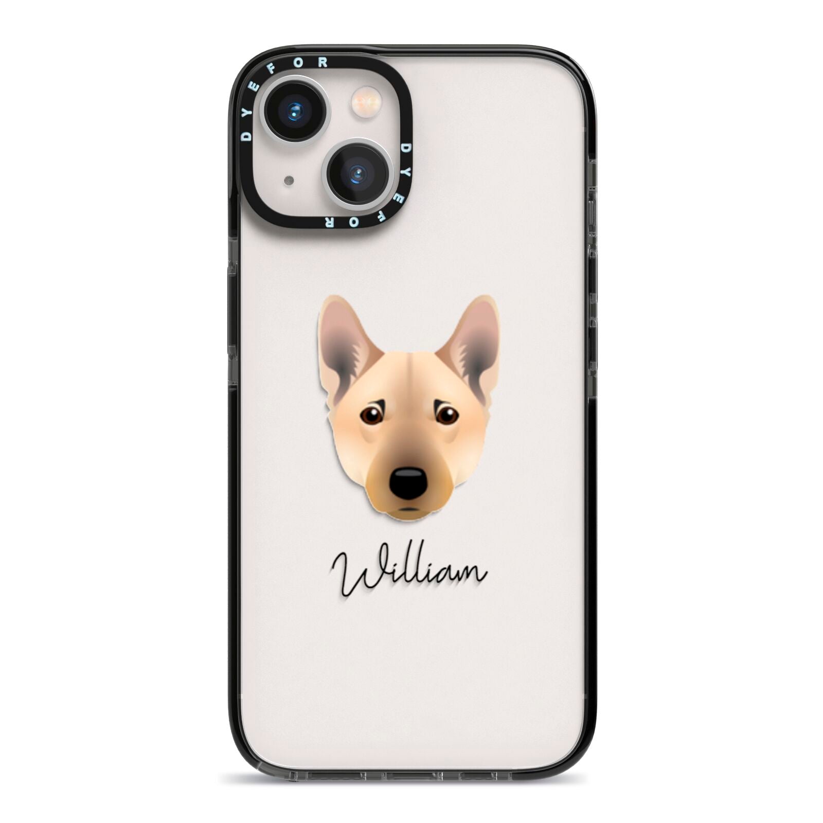 Norwegian Buhund Personalised iPhone 13 Black Impact Case on Silver phone