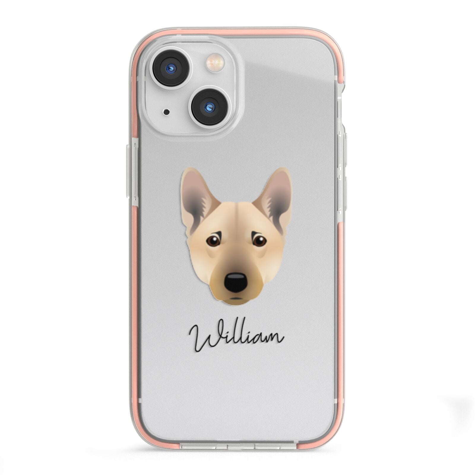 Norwegian Buhund Personalised iPhone 13 Mini TPU Impact Case with Pink Edges