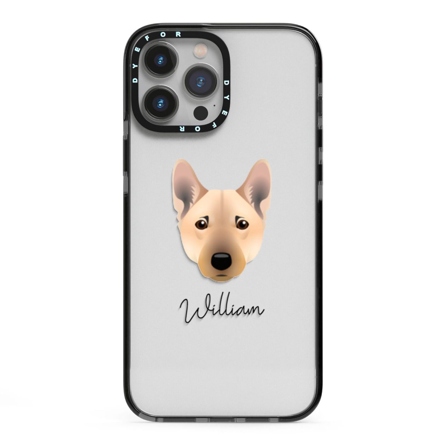 Norwegian Buhund Personalised iPhone 13 Pro Max Black Impact Case on Silver phone