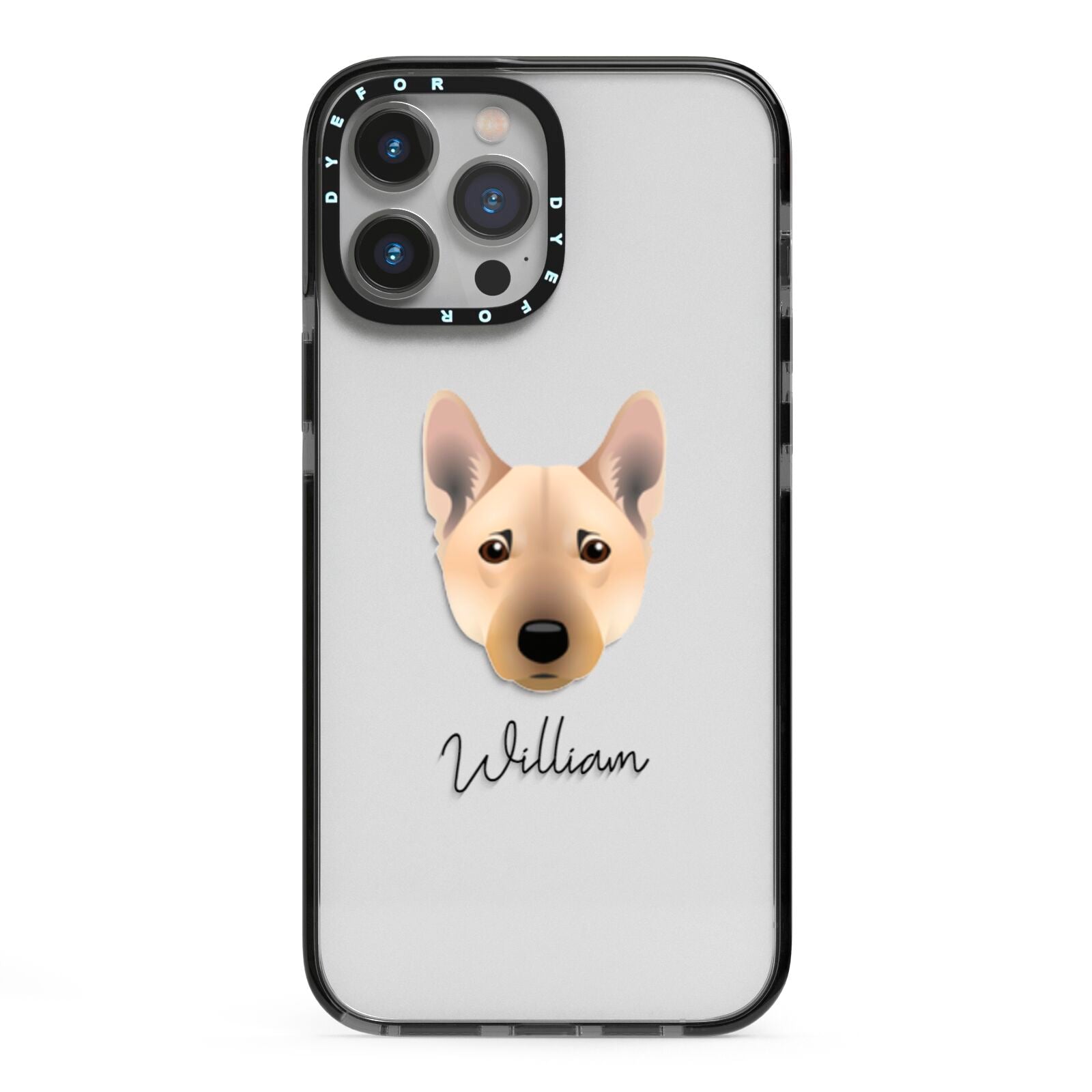 Norwegian Buhund Personalised iPhone 13 Pro Max Black Impact Case on Silver phone