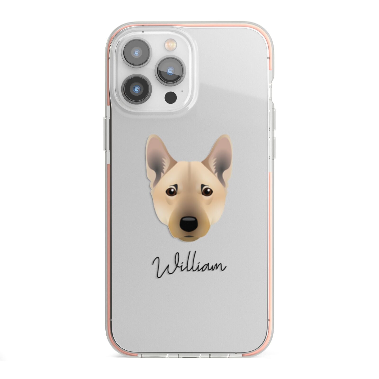 Norwegian Buhund Personalised iPhone 13 Pro Max TPU Impact Case with Pink Edges