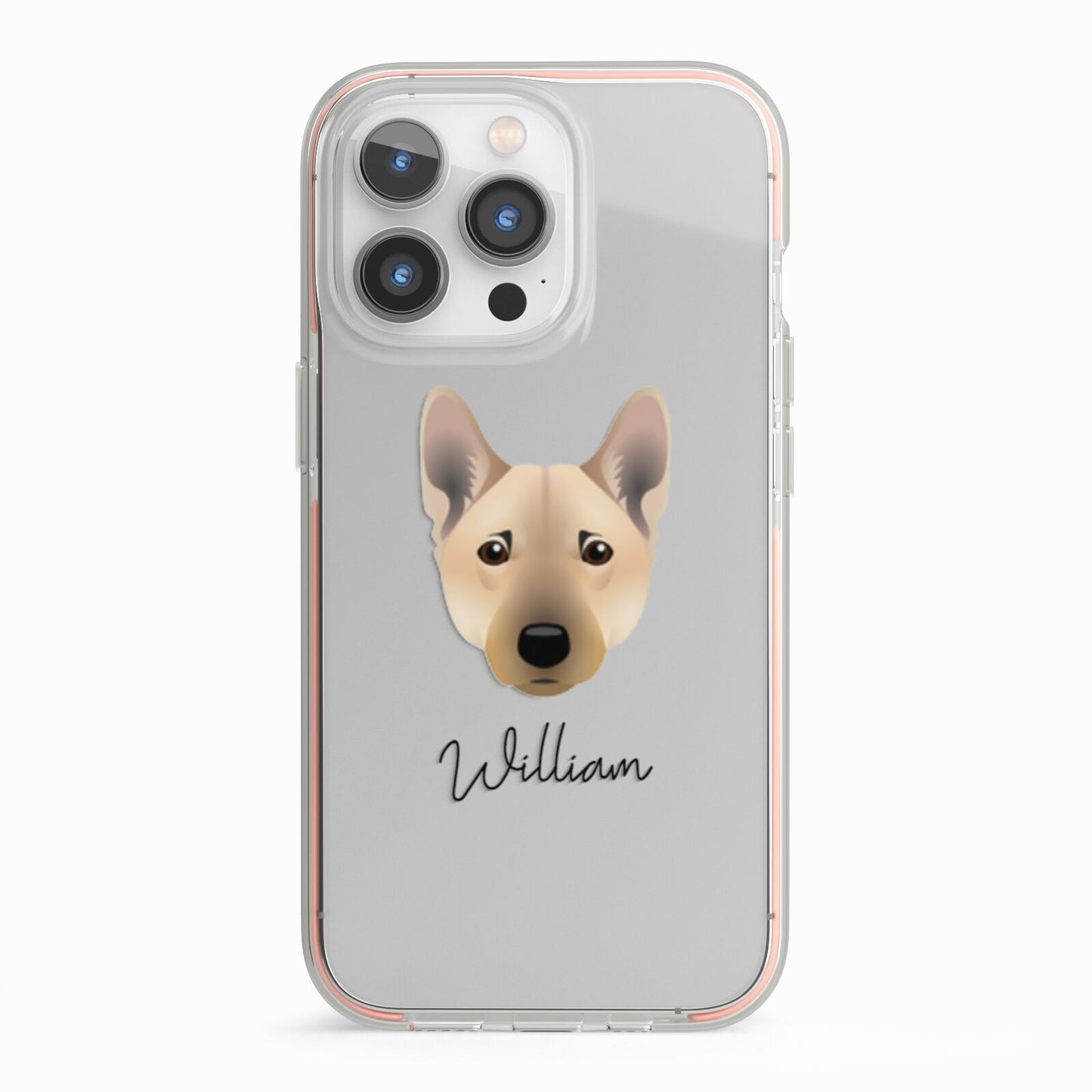 Norwegian Buhund Personalised iPhone 13 Pro TPU Impact Case with Pink Edges