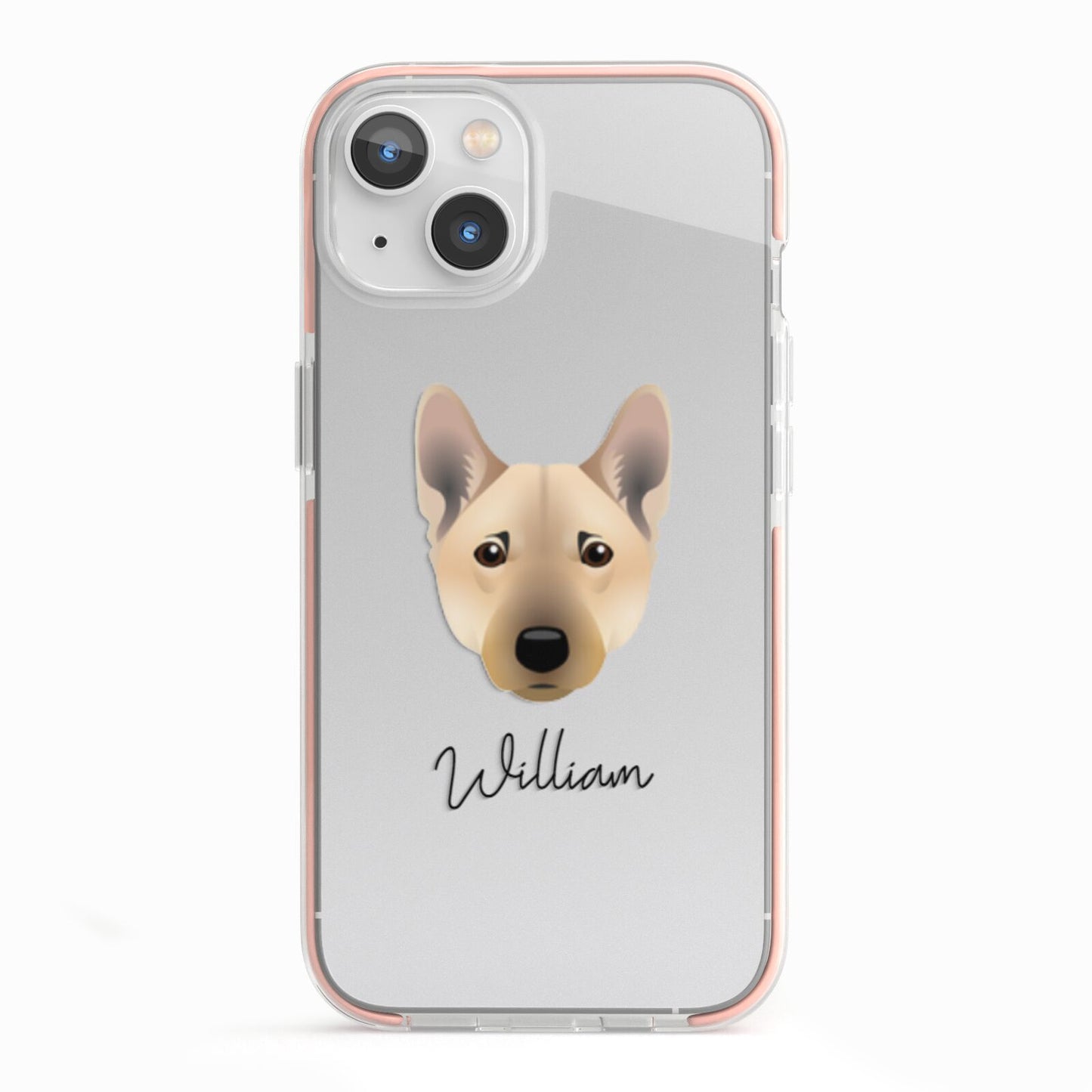 Norwegian Buhund Personalised iPhone 13 TPU Impact Case with Pink Edges