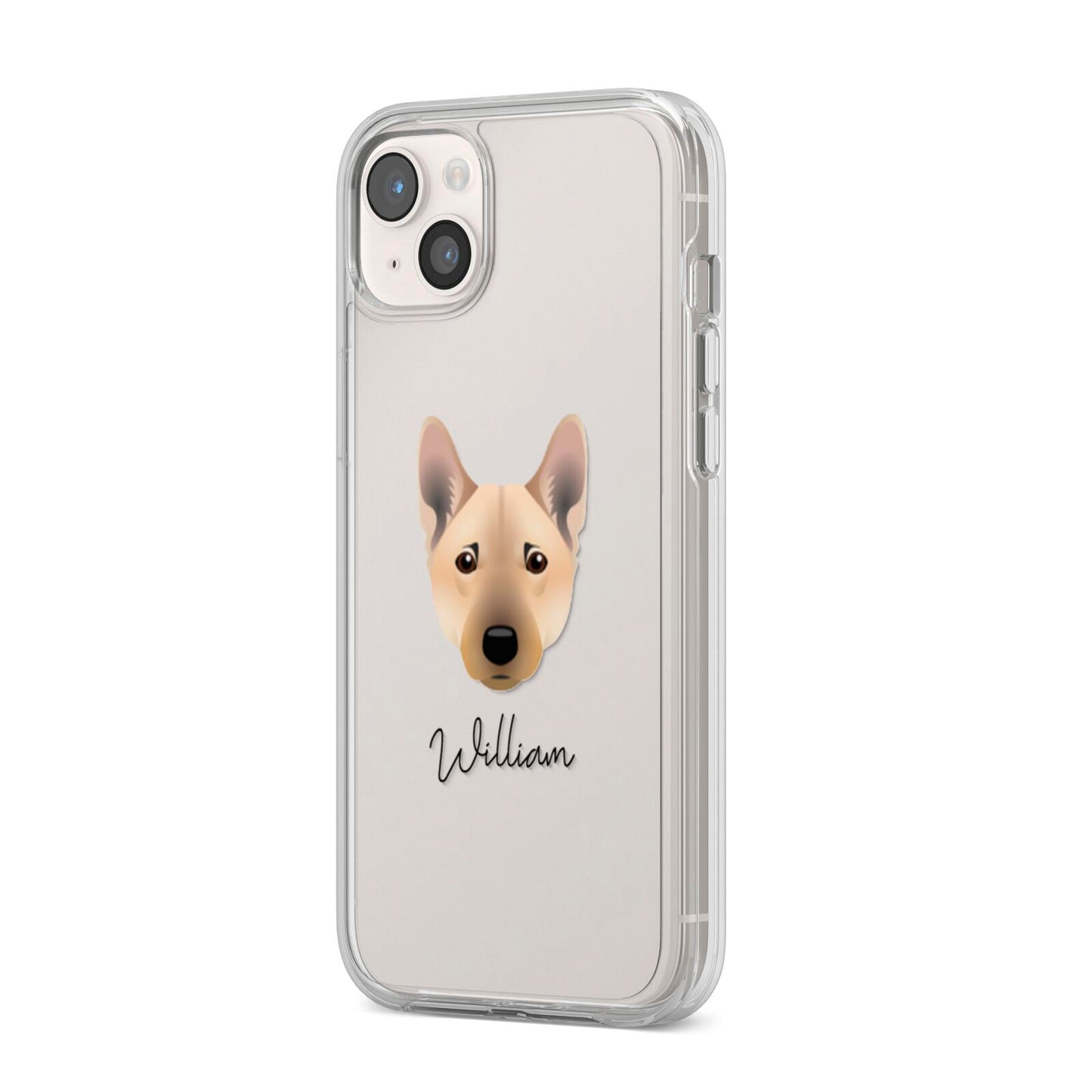 Norwegian Buhund Personalised iPhone 14 Plus Clear Tough Case Starlight Angled Image