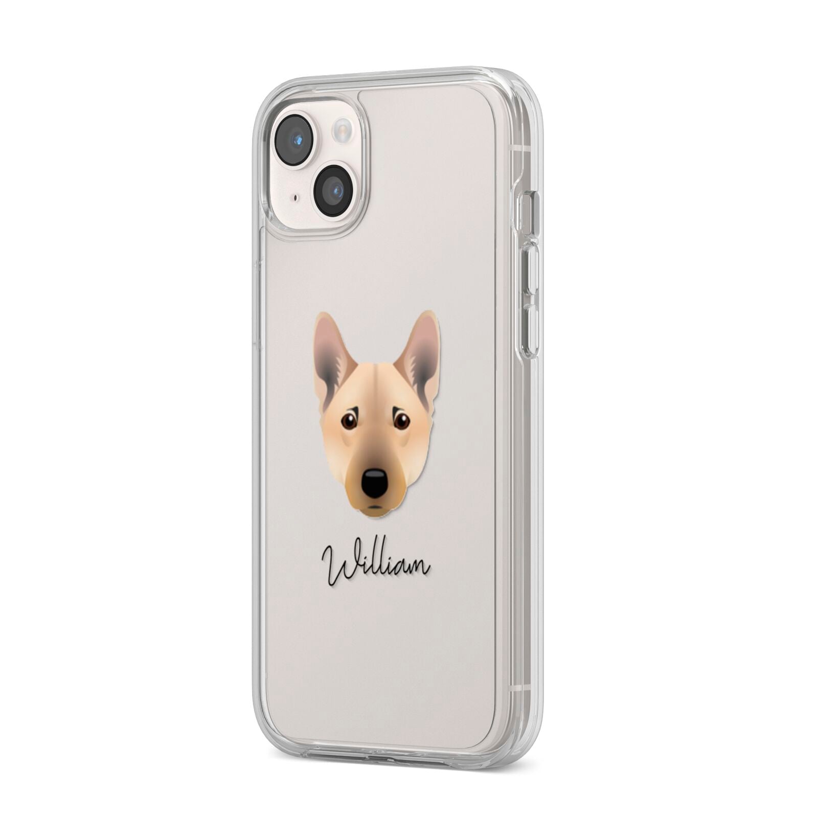 Norwegian Buhund Personalised iPhone 14 Plus Clear Tough Case Starlight Angled Image