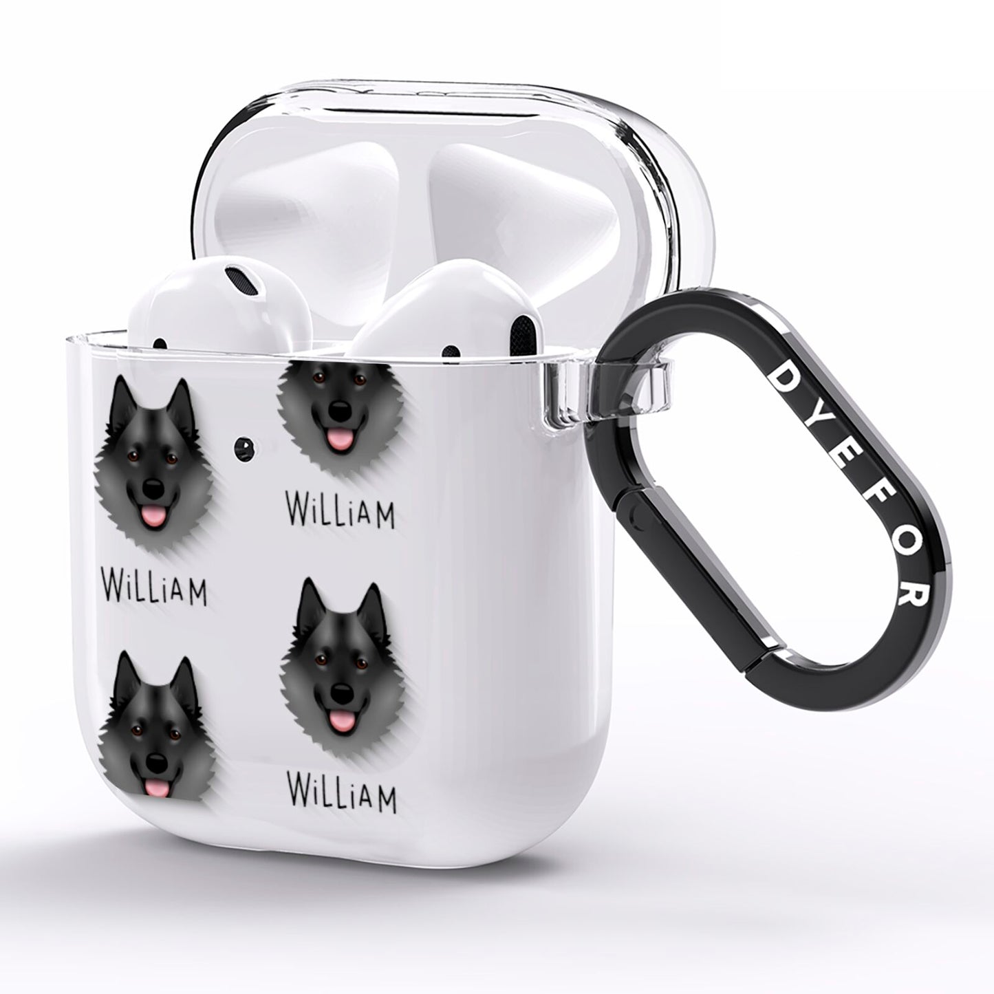 Norwegian Elkhound Icon with Name AirPods Clear Case Side Image