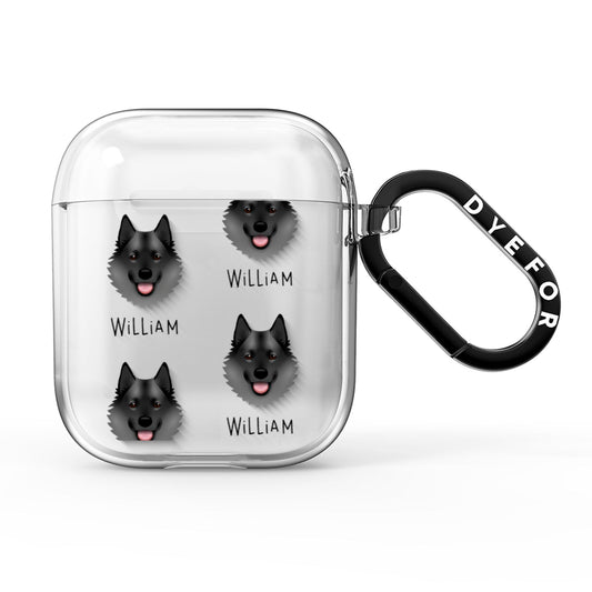Norwegian Elkhound Icon with Name AirPods Clear Case