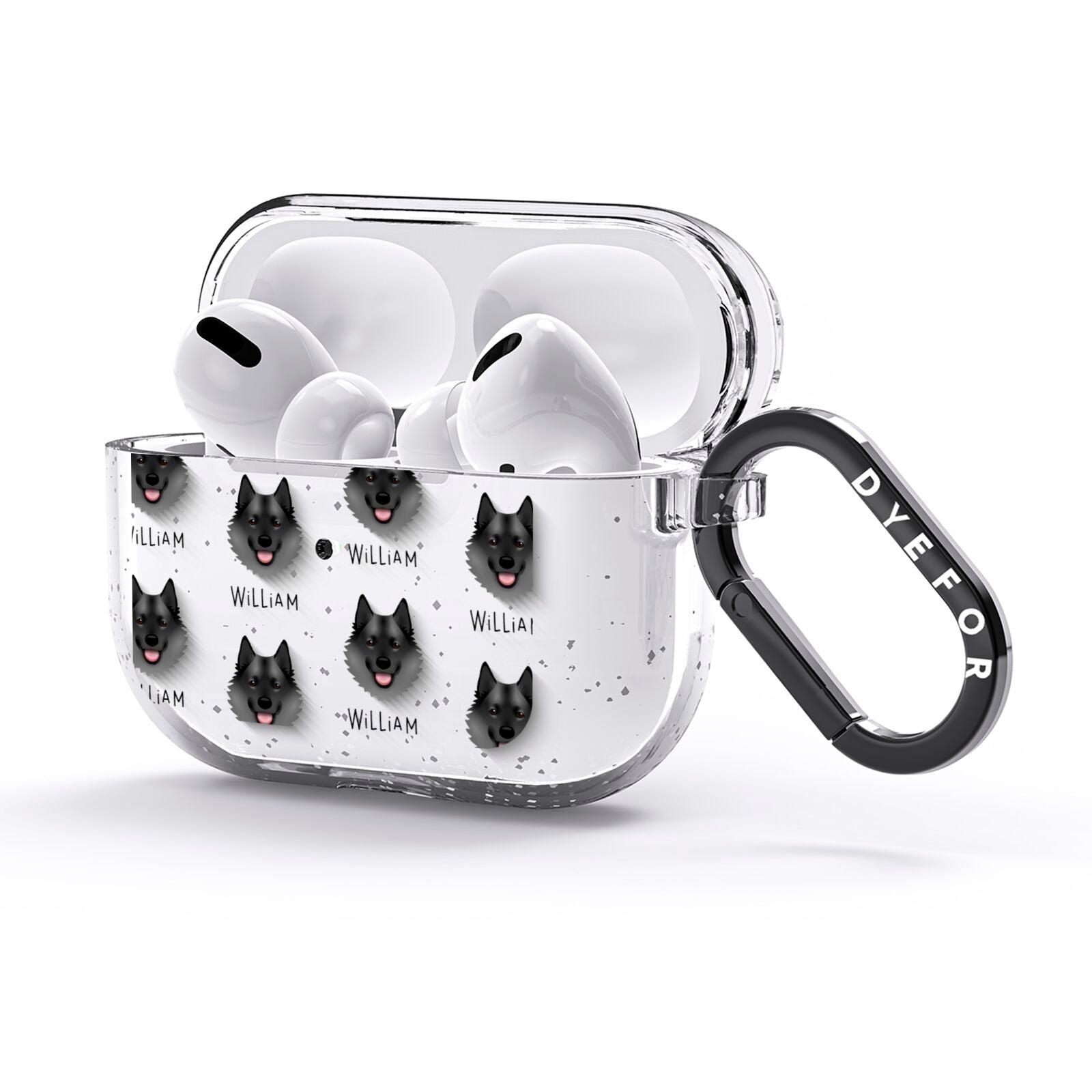 Norwegian Elkhound Icon with Name AirPods Glitter Case 3rd Gen Side Image