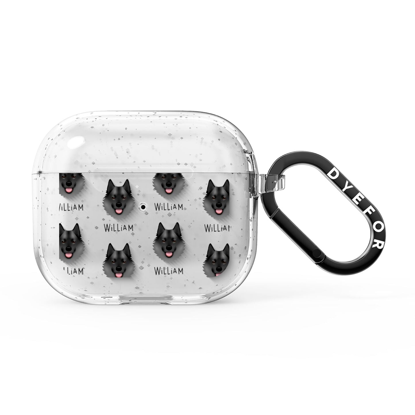 Norwegian Elkhound Icon with Name AirPods Glitter Case 3rd Gen