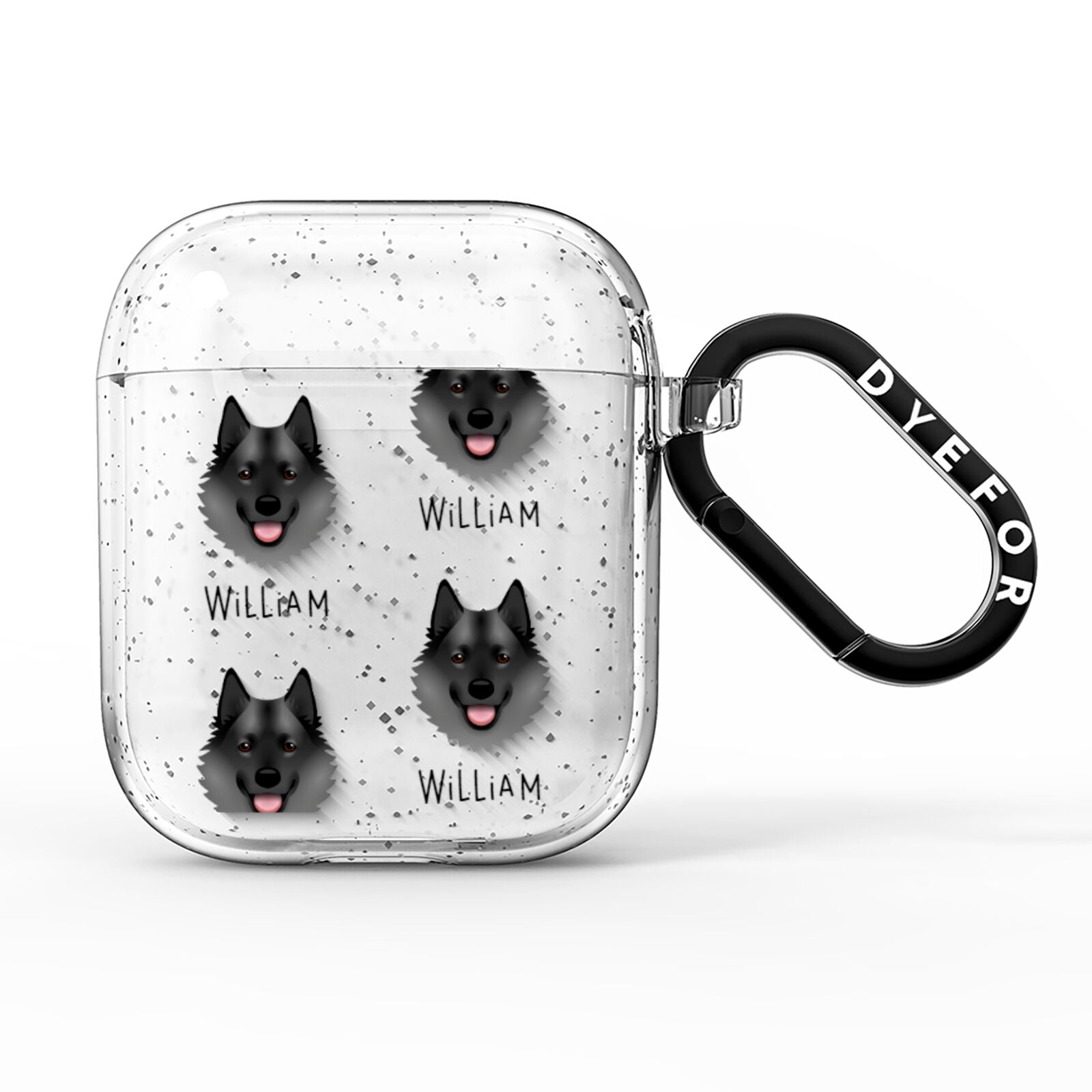 Norwegian Elkhound Icon with Name AirPods Glitter Case