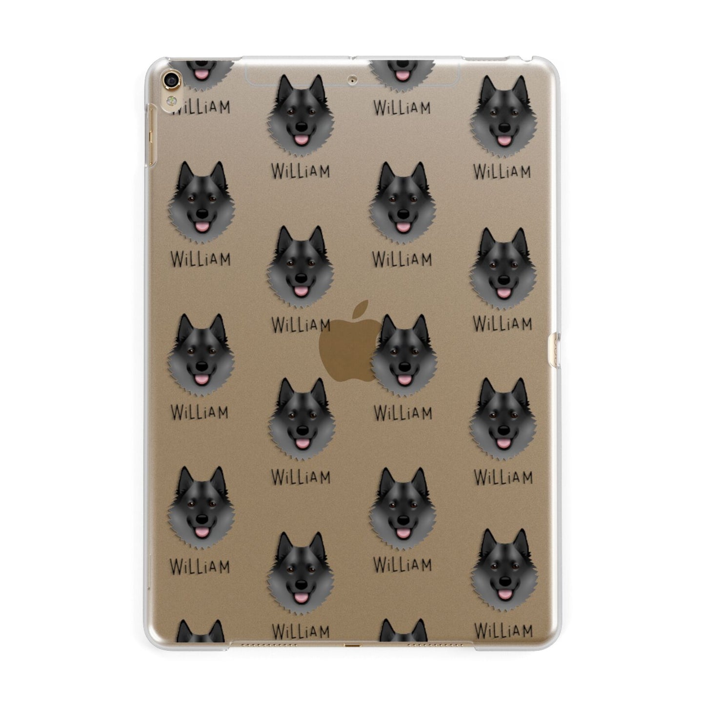 Norwegian Elkhound Icon with Name Apple iPad Gold Case